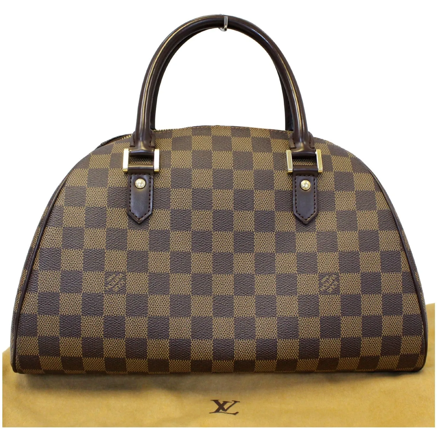 LOUIS VUITTON Ribera MM Damier Ebene Satchel Bag Brown