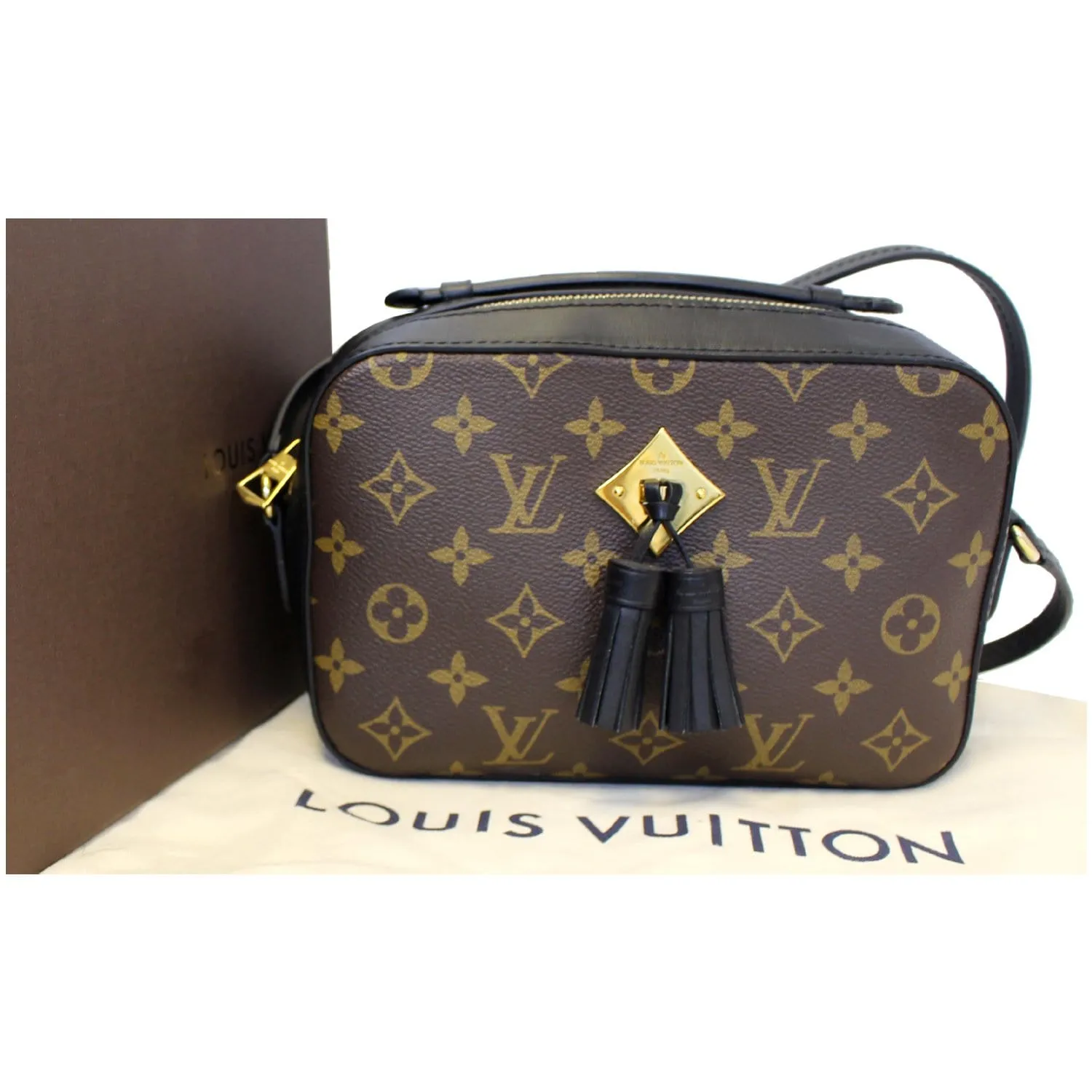 LOUIS VUITTON Saintonge Monogram Canvas Shoulder Bag Noir Black