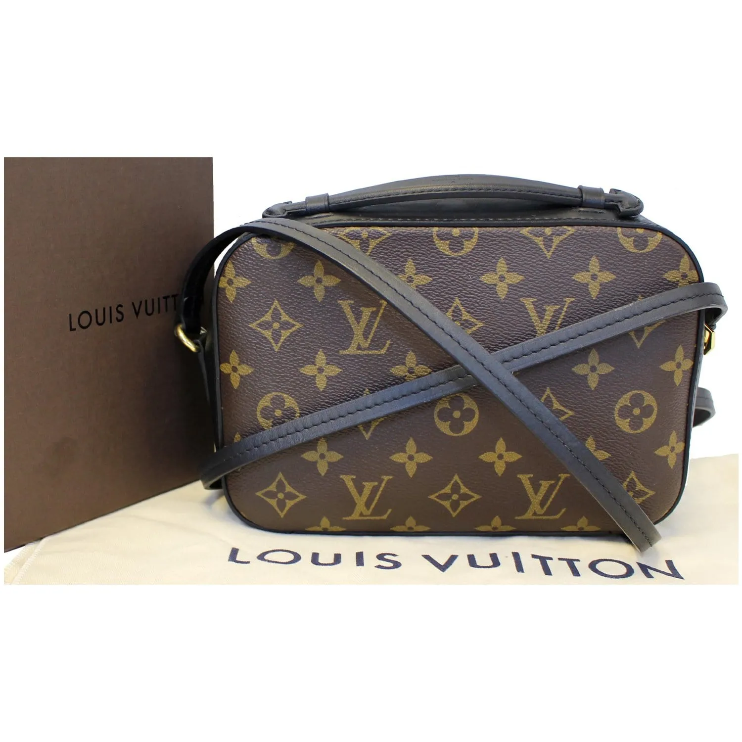 LOUIS VUITTON Saintonge Monogram Canvas Shoulder Bag Noir Black