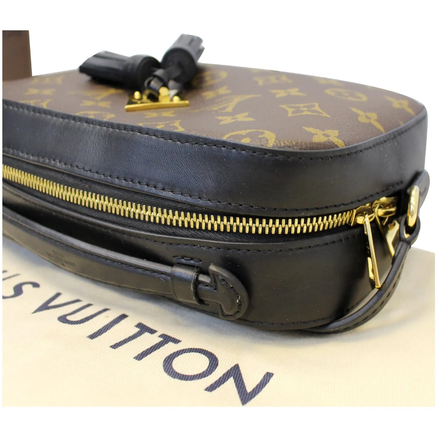 LOUIS VUITTON Saintonge Monogram Canvas Shoulder Bag Noir Black