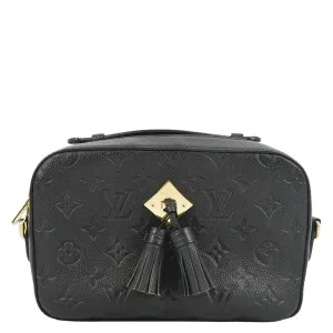 LOUIS VUITTON Saintonge Monogram Empreinte Leather Top Handle Satchel Bag Black