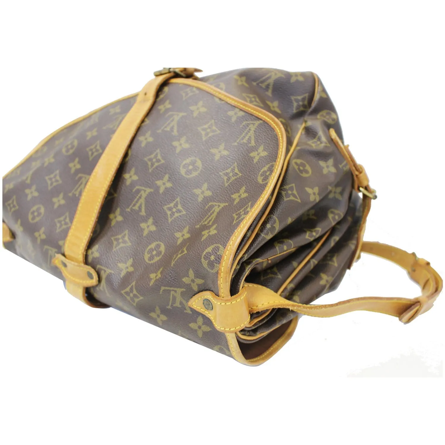 LOUIS VUITTON Saumur 35 Monogram Canvas Shoulder Bag Brown