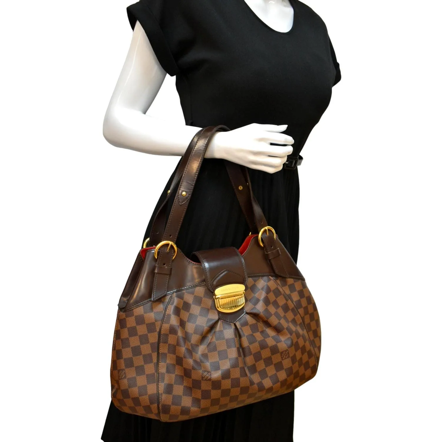 LOUIS VUITTON Sistina GM Damier Ebene Shoulder Bag Brown