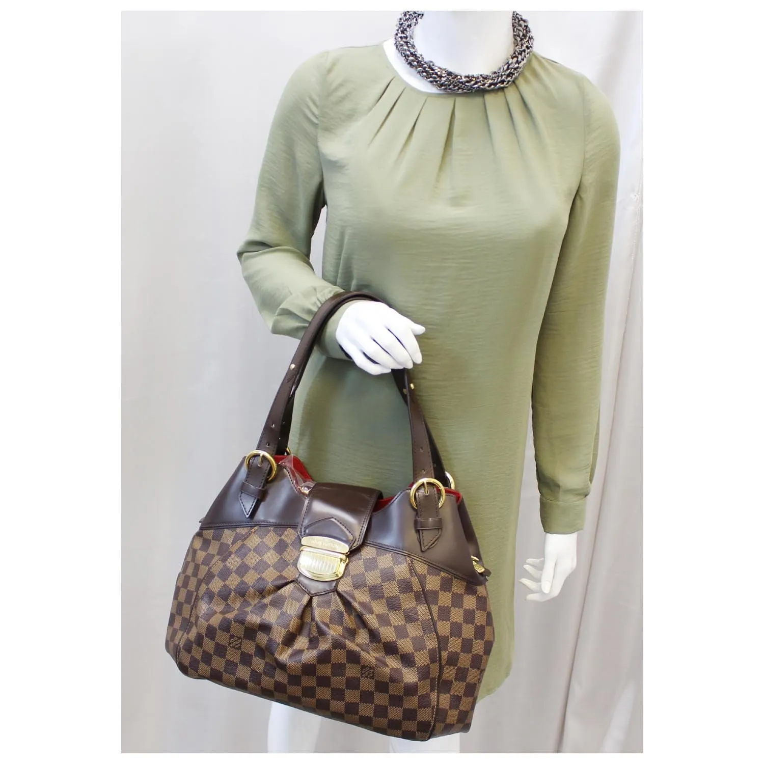 LOUIS VUITTON Sistina GM Damier Ebene Shoulder Handbag