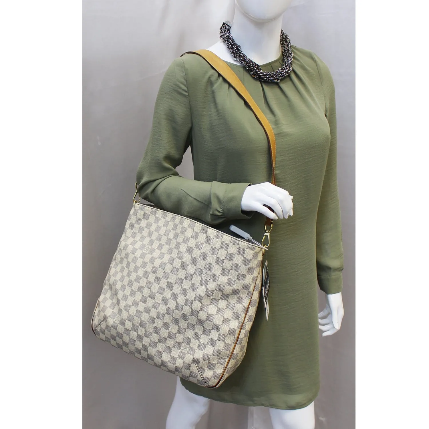 LOUIS VUITTON Soffi Damier Azur White Satchel Shoulder Bag