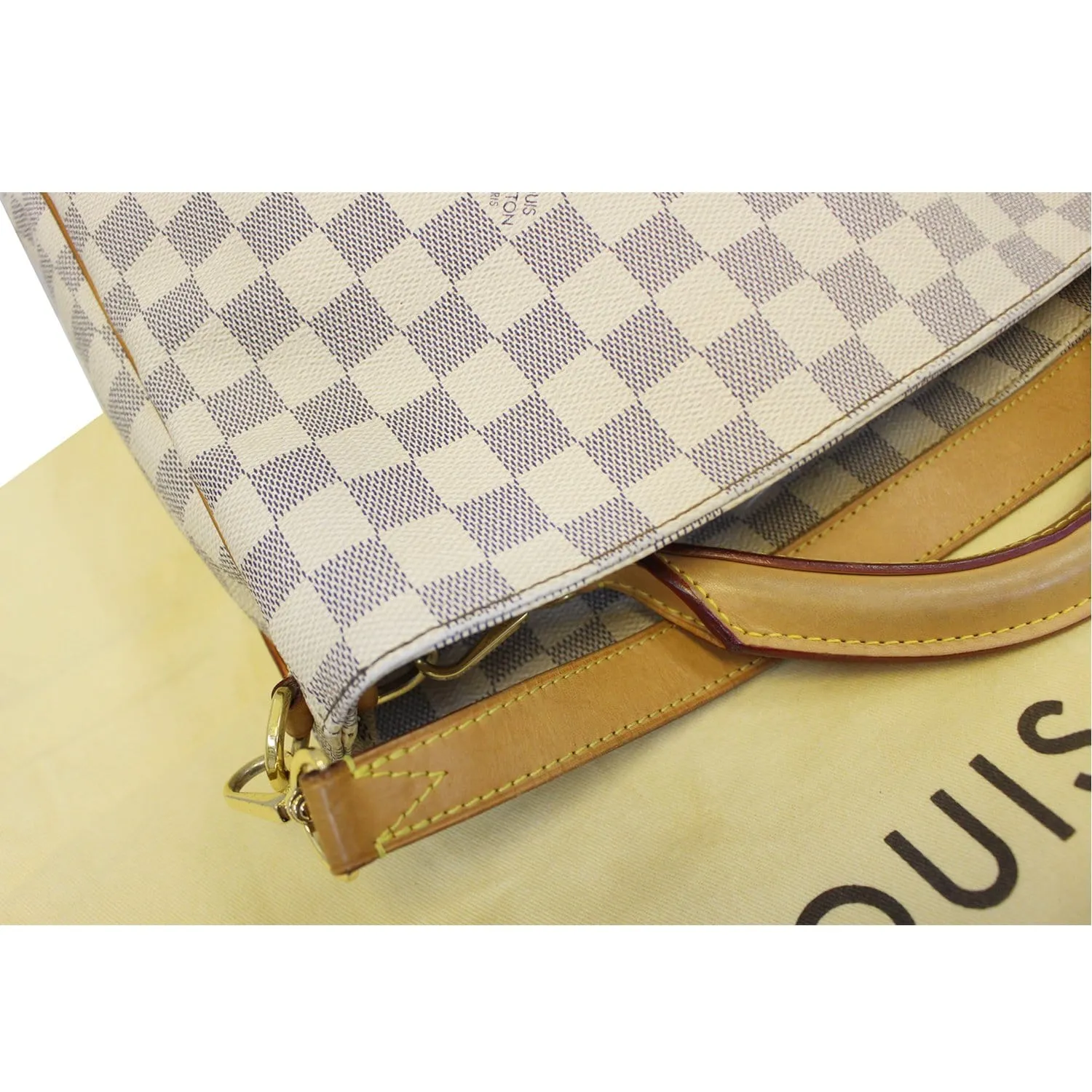 LOUIS VUITTON Soffi Damier Azur White Satchel Shoulder Bag