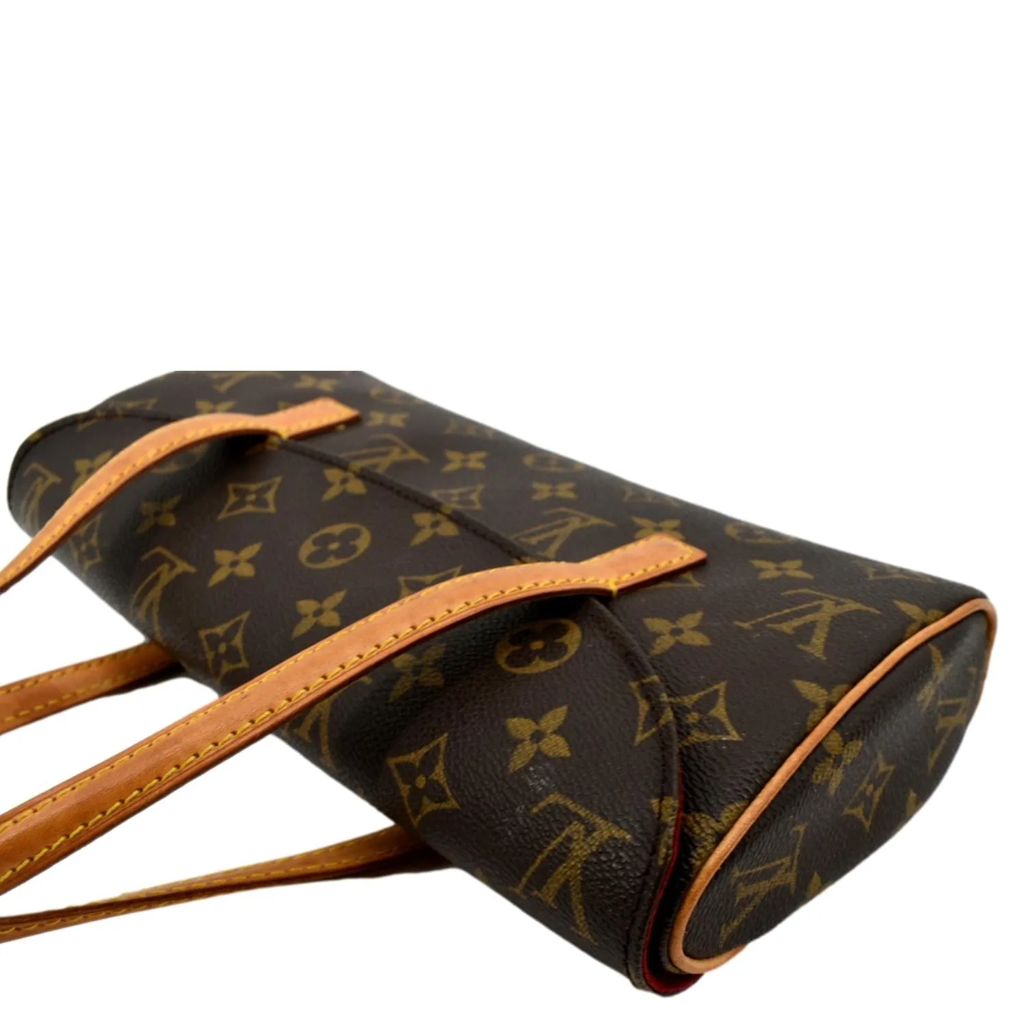LOUIS VUITTON Sonatine Monogram Canvas Satchel Bag Brown