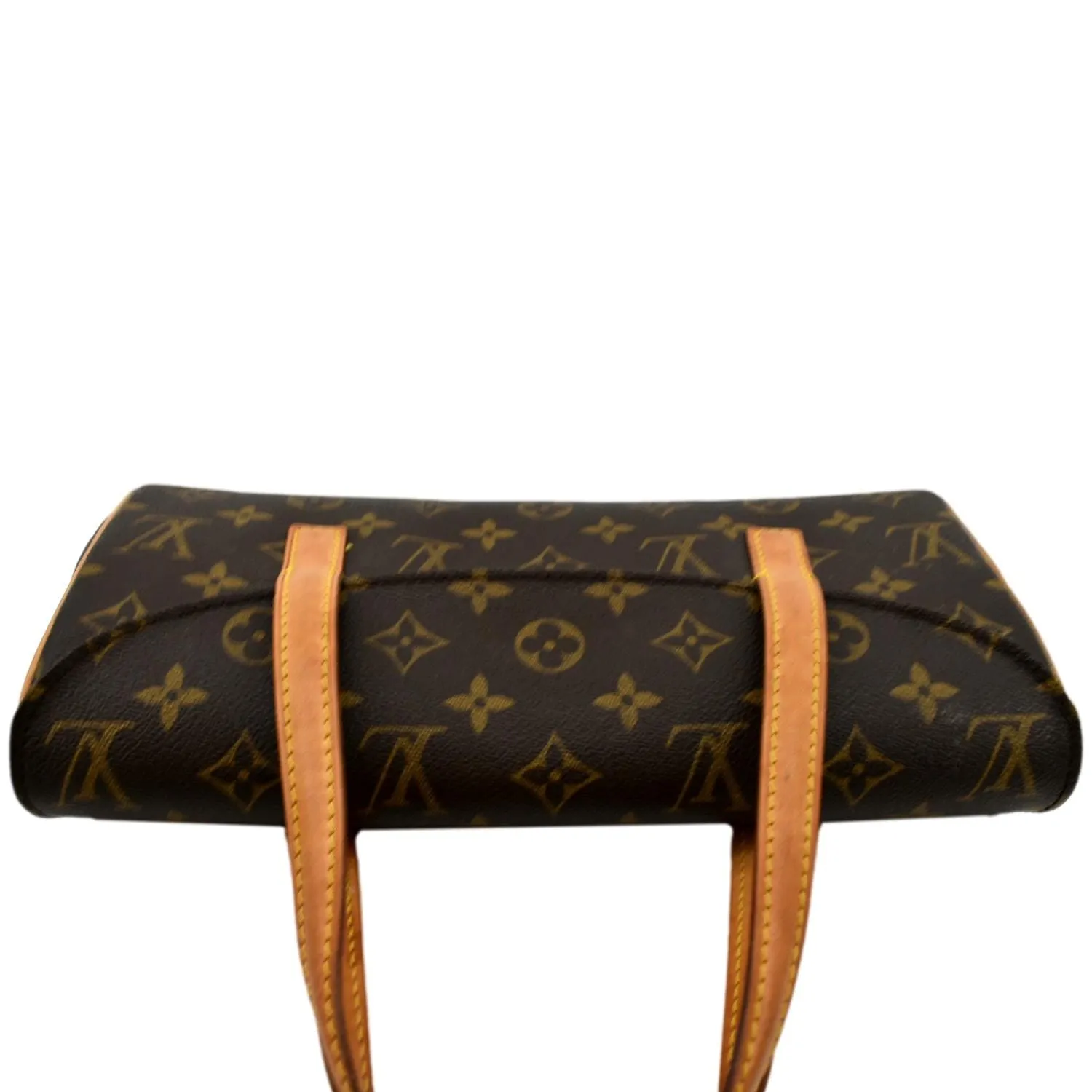 LOUIS VUITTON Sonatine Monogram Canvas Satchel Bag Brown