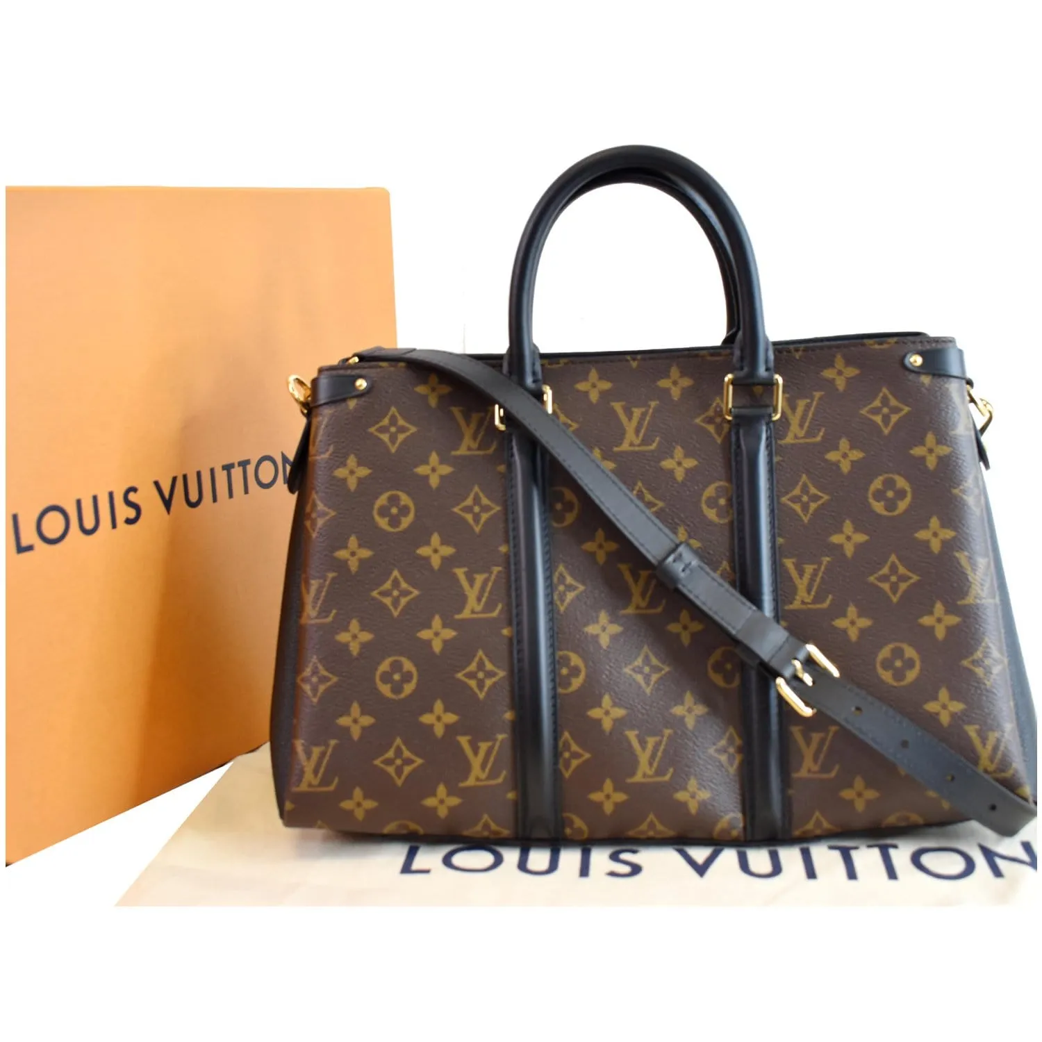LOUIS VUITTON Soufflot MM Monogram Canvas Shoulder Bag Black
