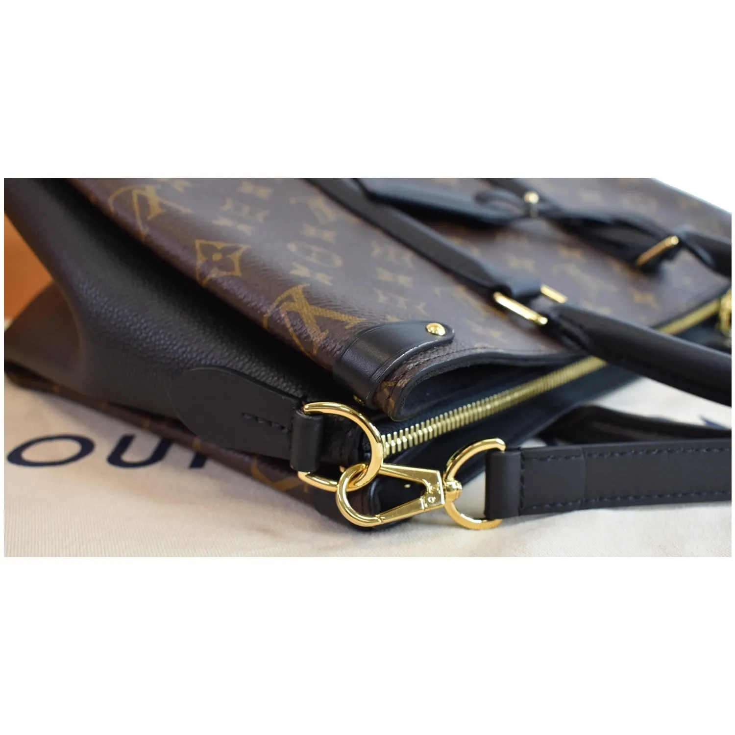 LOUIS VUITTON Soufflot MM Monogram Canvas Shoulder Bag Black