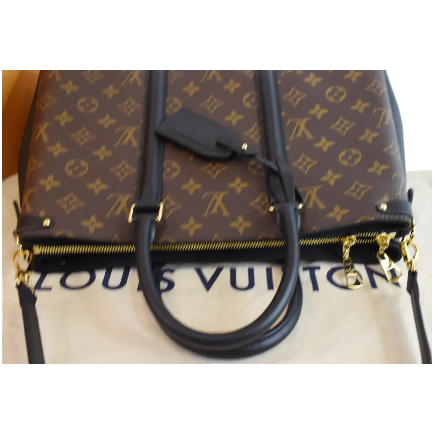 LOUIS VUITTON Soufflot MM Monogram Canvas Shoulder Bag Black