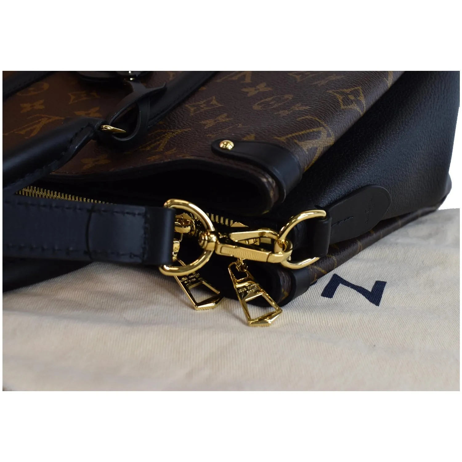 LOUIS VUITTON Soufflot MM Monogram Canvas Shoulder Bag Black