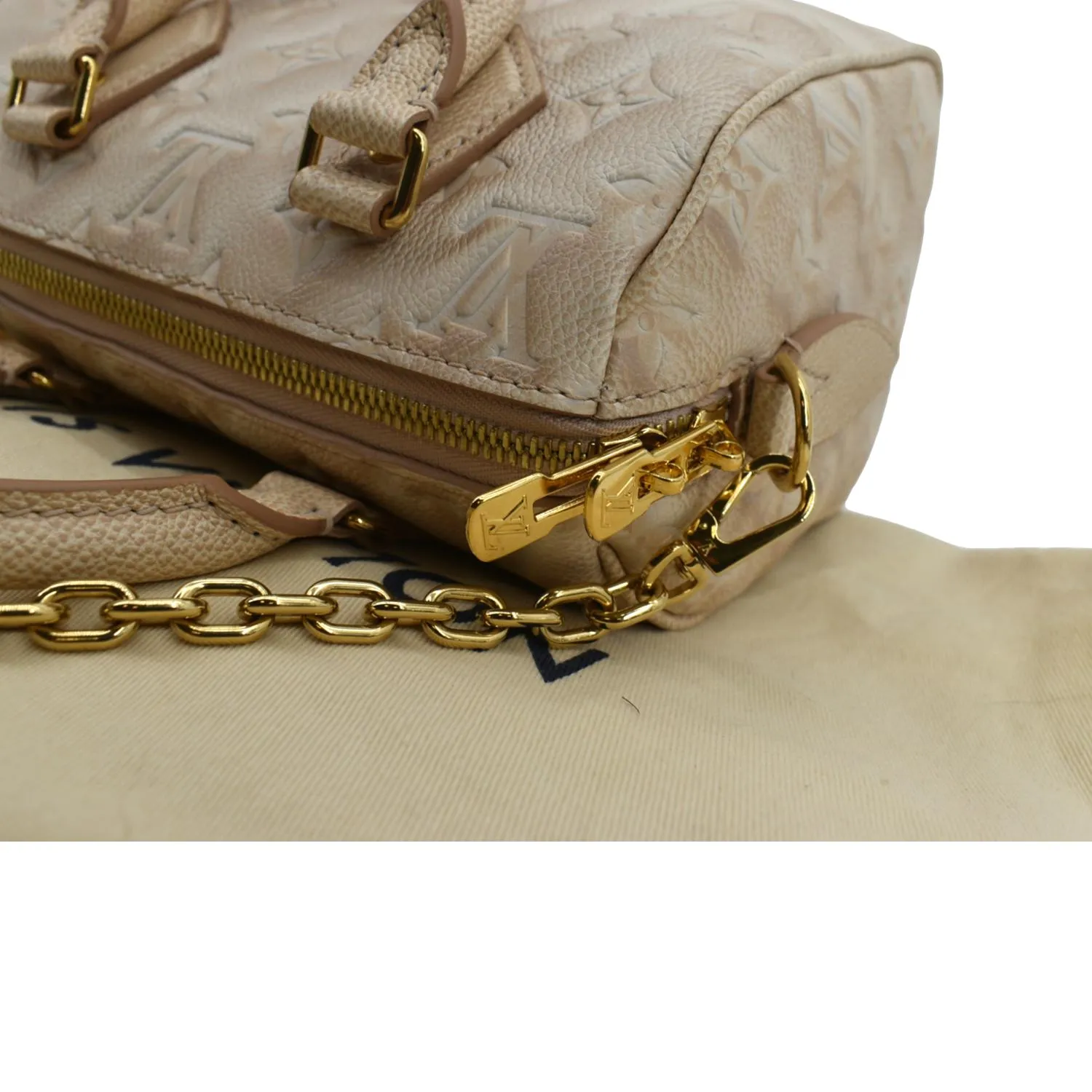 LOUIS VUITTON Speedy 20 Stardust Monogram Embossed Shoulder Bag Beige