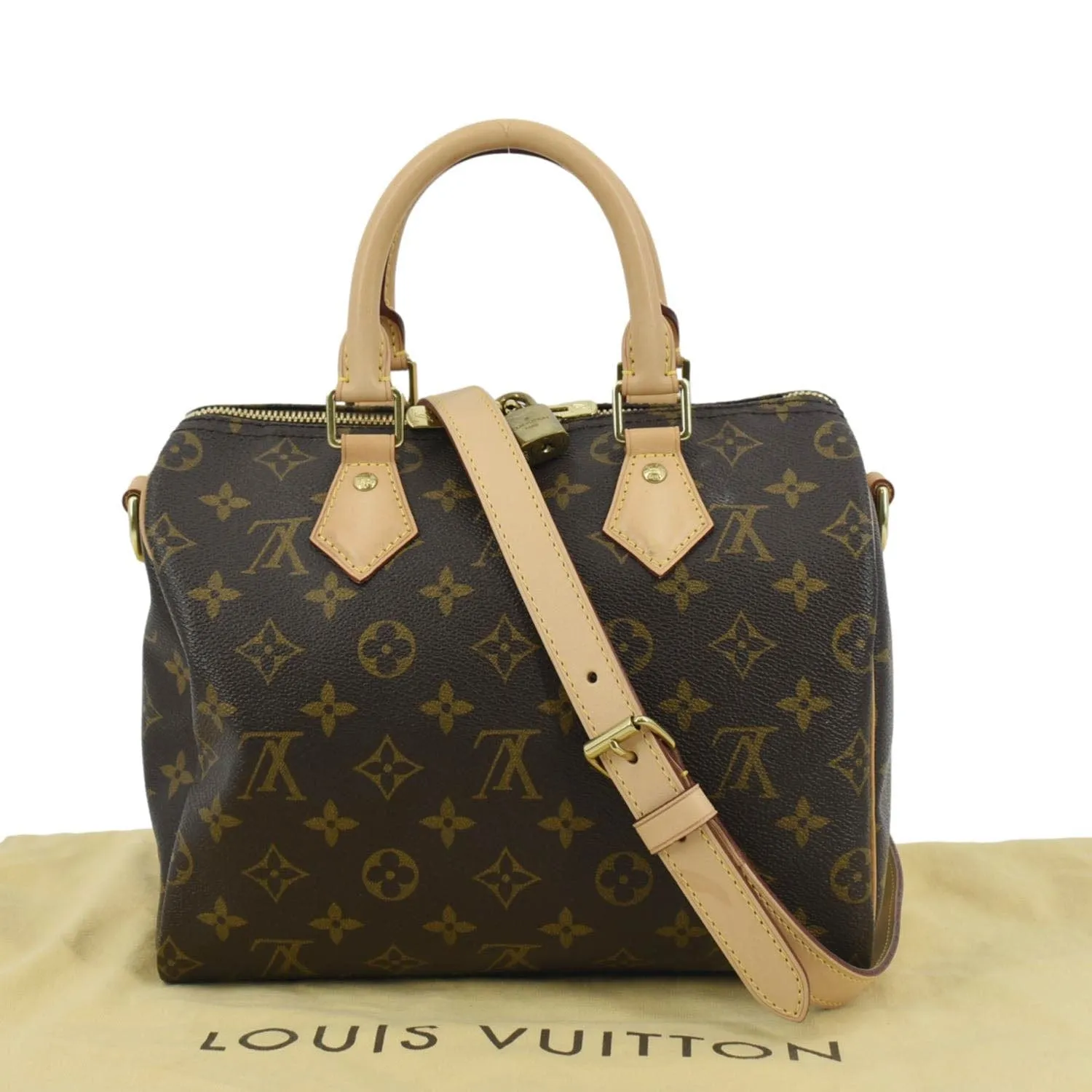 LOUIS VUITTON Speedy 25 Bandouliere Monogram Canvas Shoulder Bag Brown