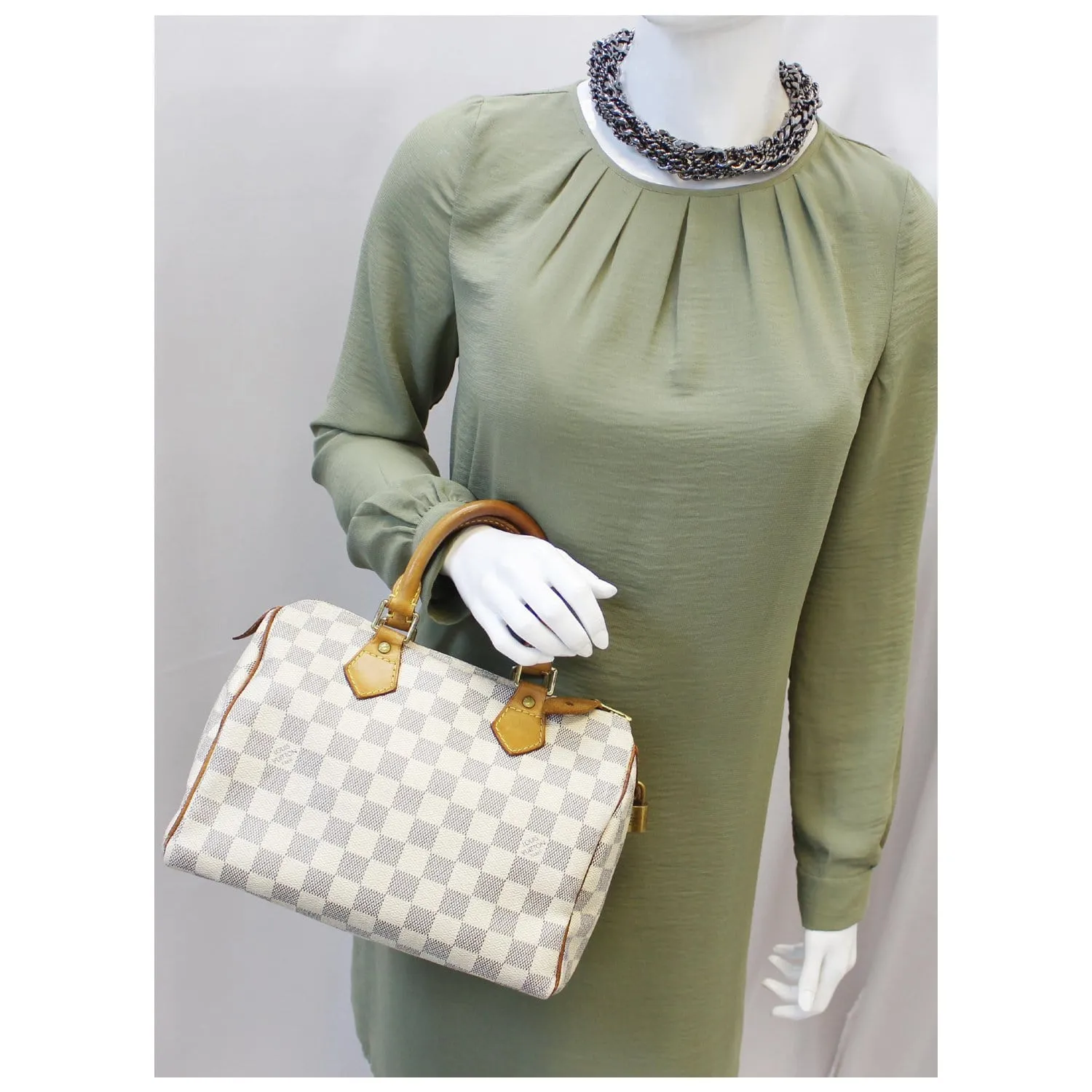 LOUIS VUITTON Speedy 25 Damier Azur Satchel Bag