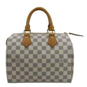 LOUIS VUITTON Speedy 25 Damier Azur Shoulder Bag White