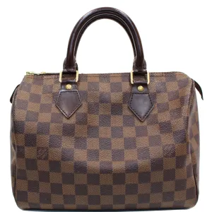 LOUIS VUITTON Speedy 25 Damier Ebene Satchel Bag Brown