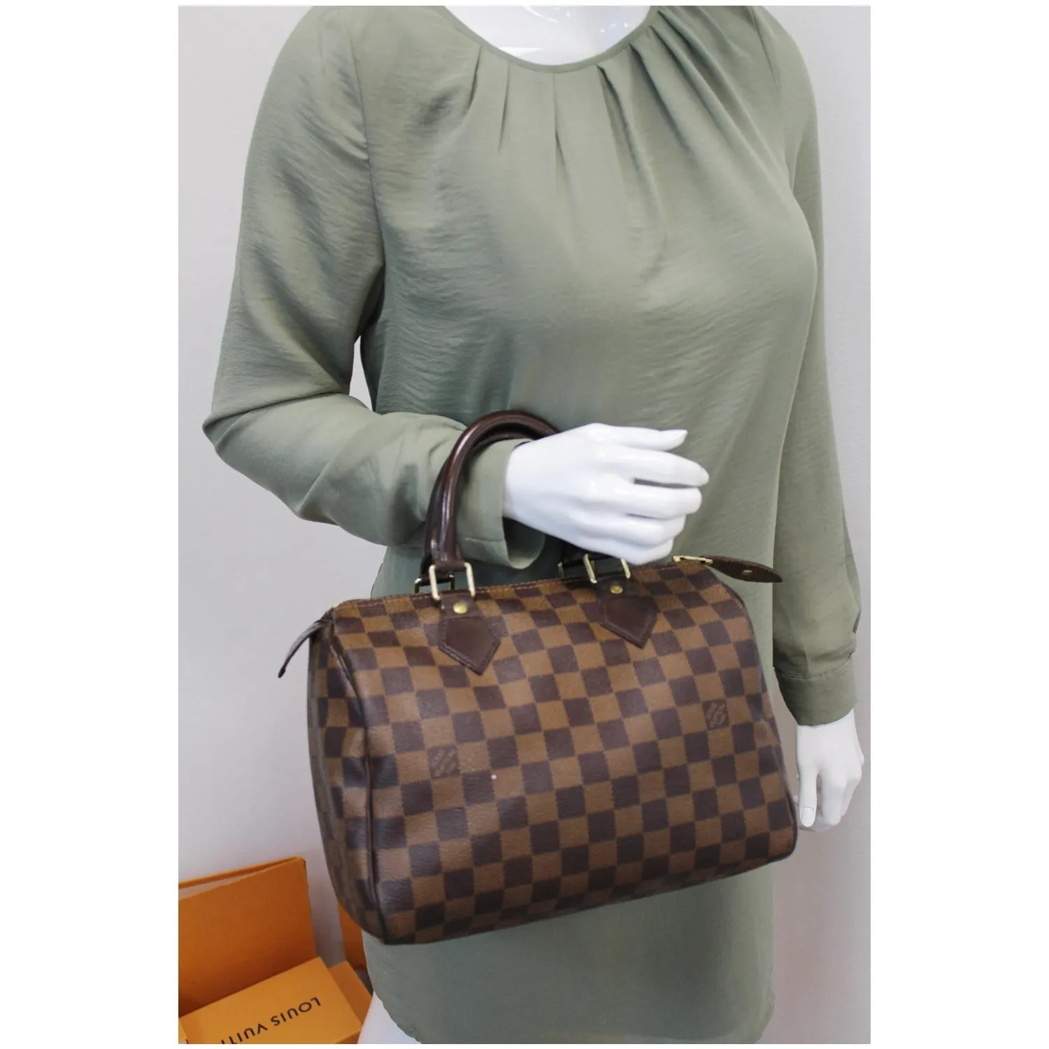 LOUIS VUITTON Speedy 25 Damier Ebene Satchel Bag Brown