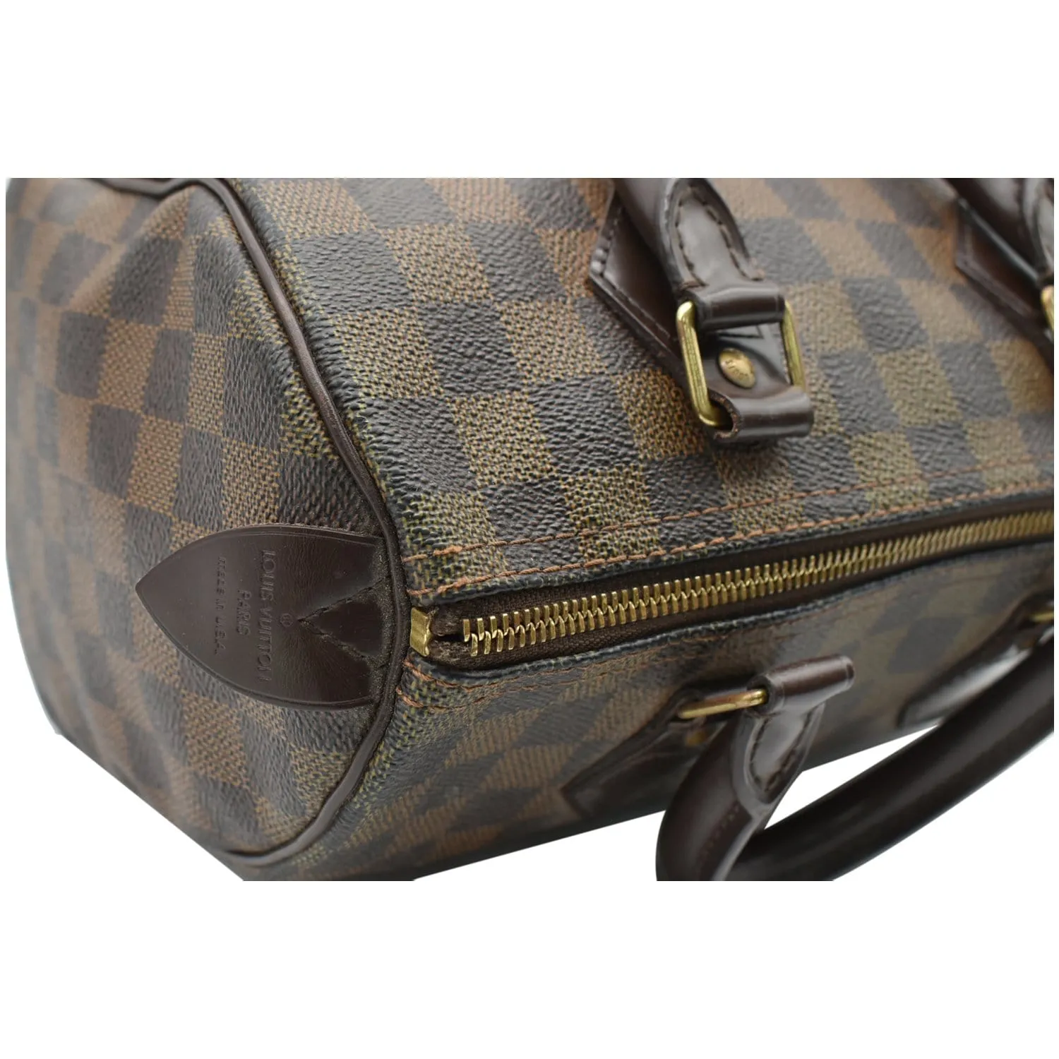 LOUIS VUITTON Speedy 25 Damier Ebene Satchel Bag Brown