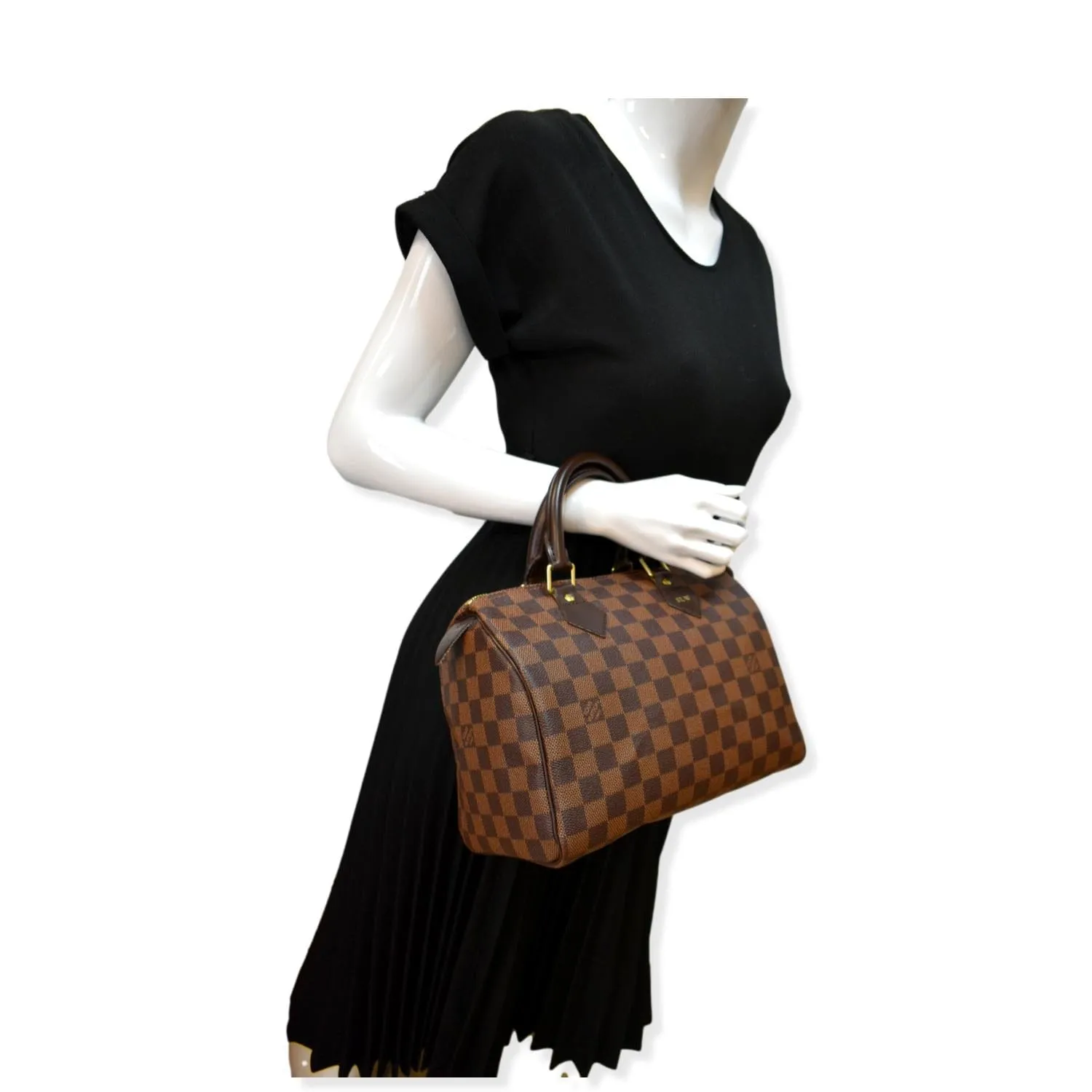 LOUIS VUITTON Speedy 25 Damier Ebene Shoulder Bag Brown