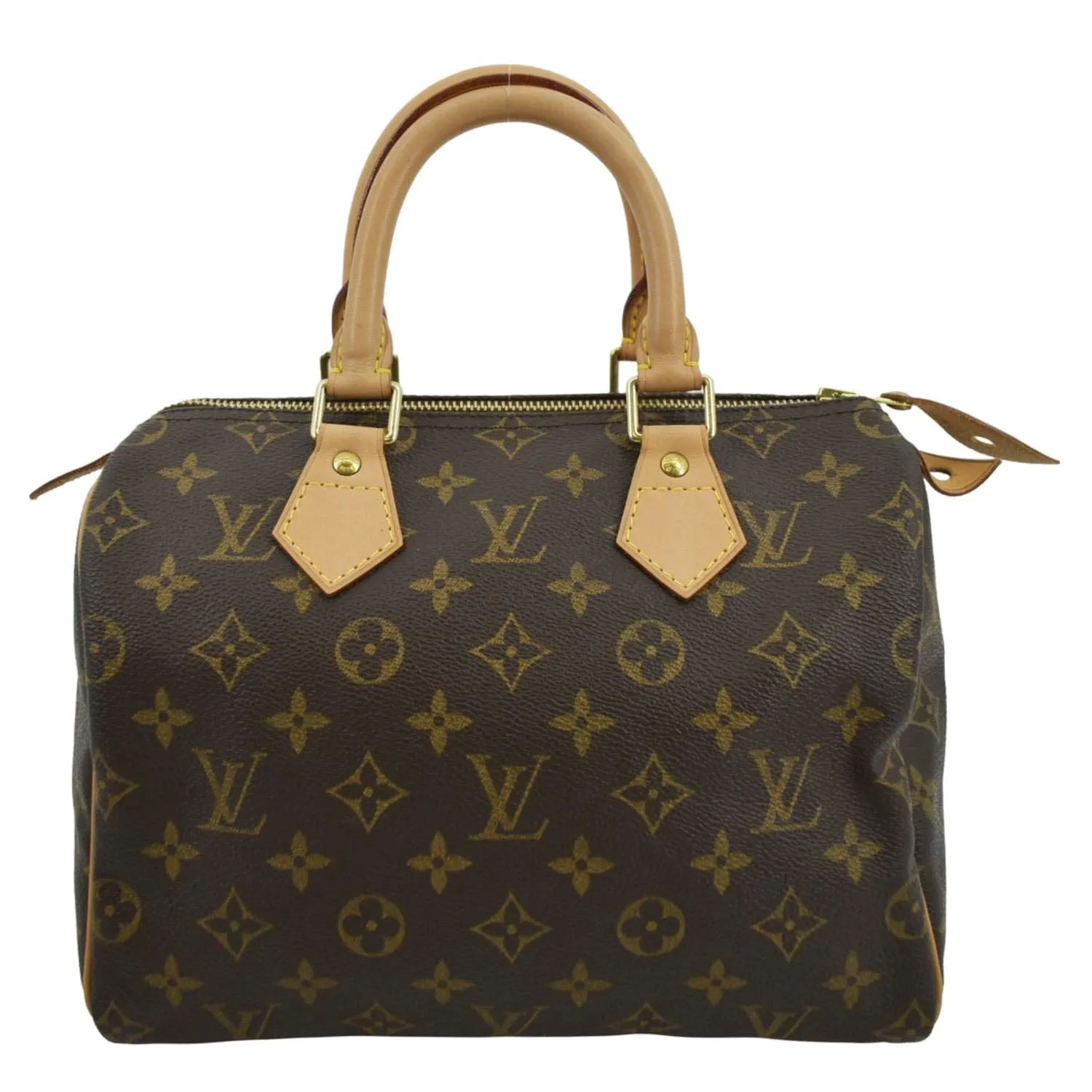 LOUIS VUITTON Speedy 25 Monogram Canvas Satchel Bag Brown