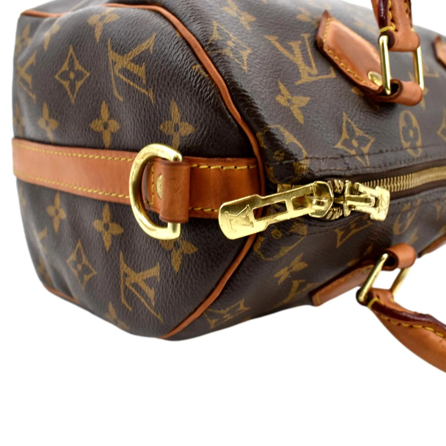 LOUIS VUITTON Speedy 25 Monogram Canvas Satchel Bag Brown