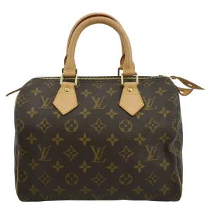 LOUIS VUITTON Speedy 25 Monogram Canvas Satchel Bag Brown