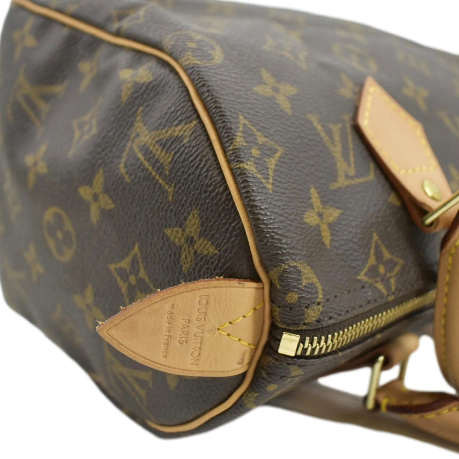 LOUIS VUITTON Speedy 25 Monogram Canvas Satchel Bag Brown