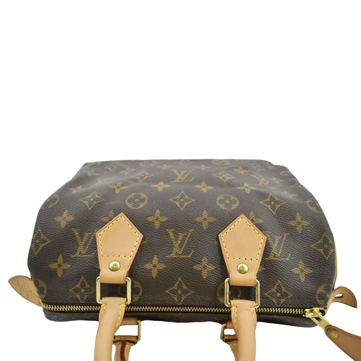 LOUIS VUITTON Speedy 25 Monogram Canvas Satchel Bag Brown
