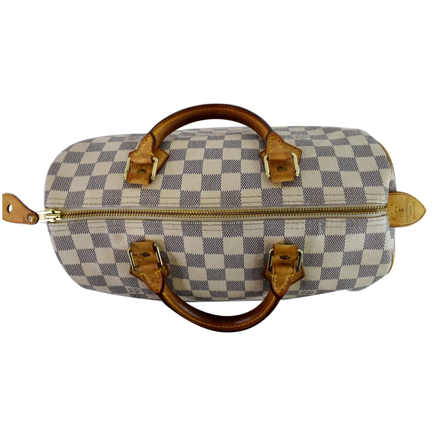 LOUIS VUITTON Speedy 30 Damier Azur Satchel Bag White