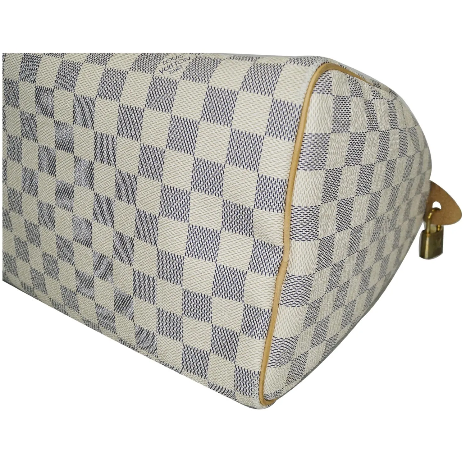 LOUIS VUITTON Speedy 30 Damier Azur Satchel Bag White