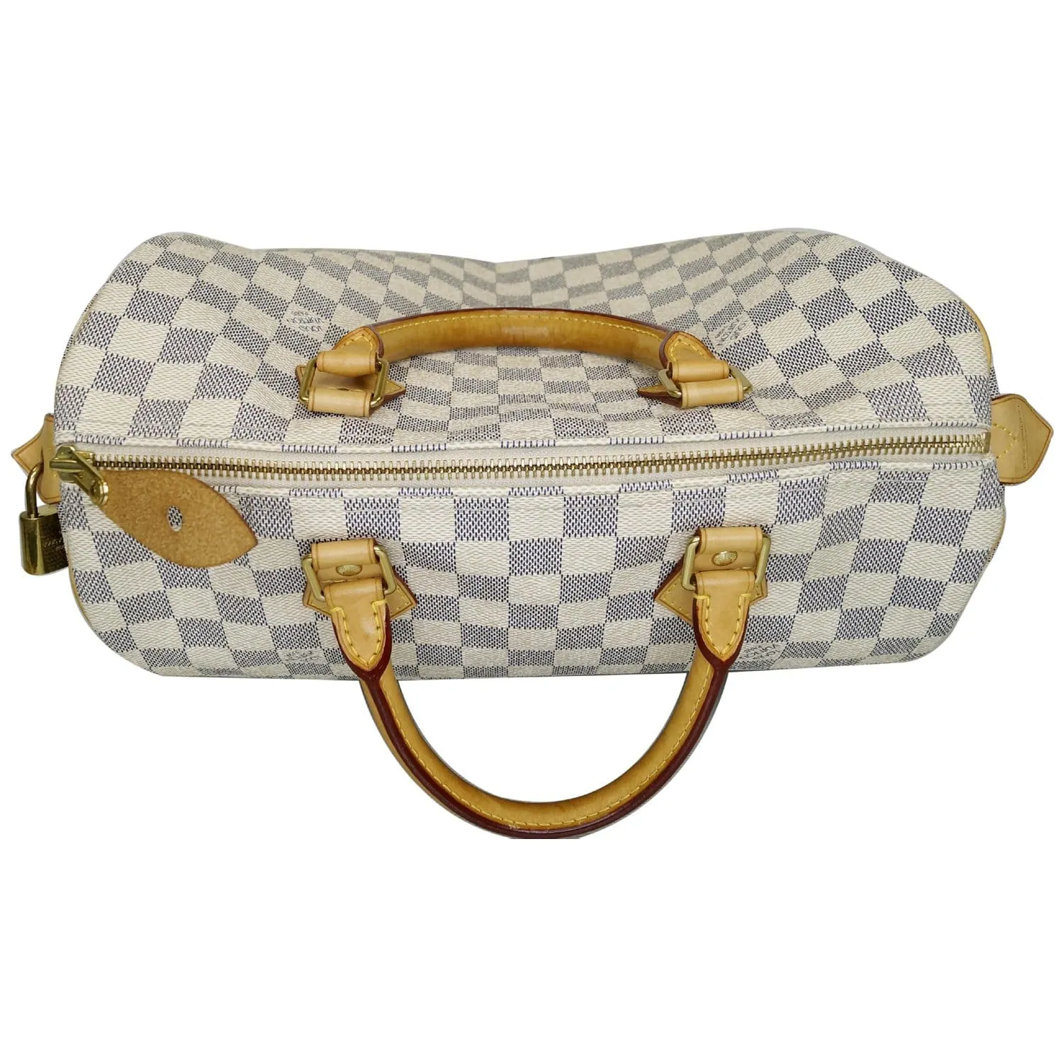 LOUIS VUITTON Speedy 30 Damier Azur Satchel Bag White