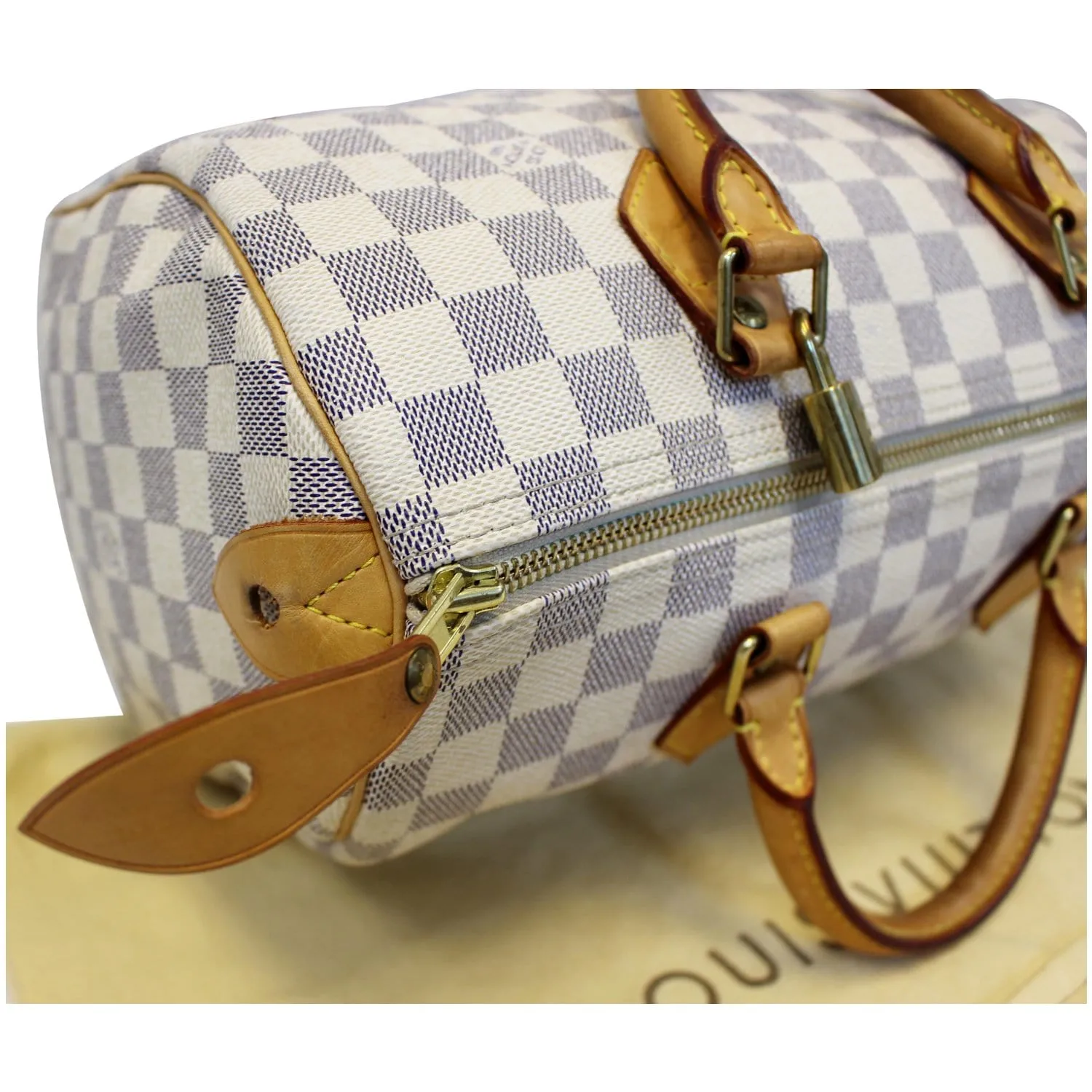 Louis Vuitton Speedy 30 Damier Azur Satchel Bag White