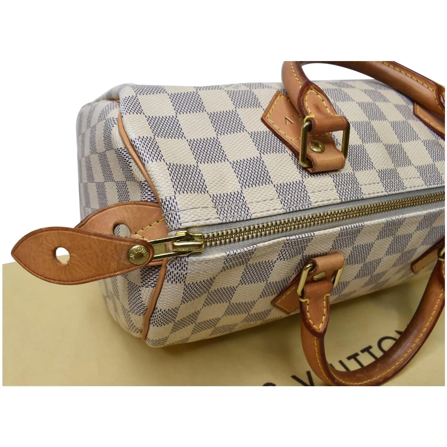 LOUIS VUITTON Speedy 30 Damier Azur Satchel Bag White