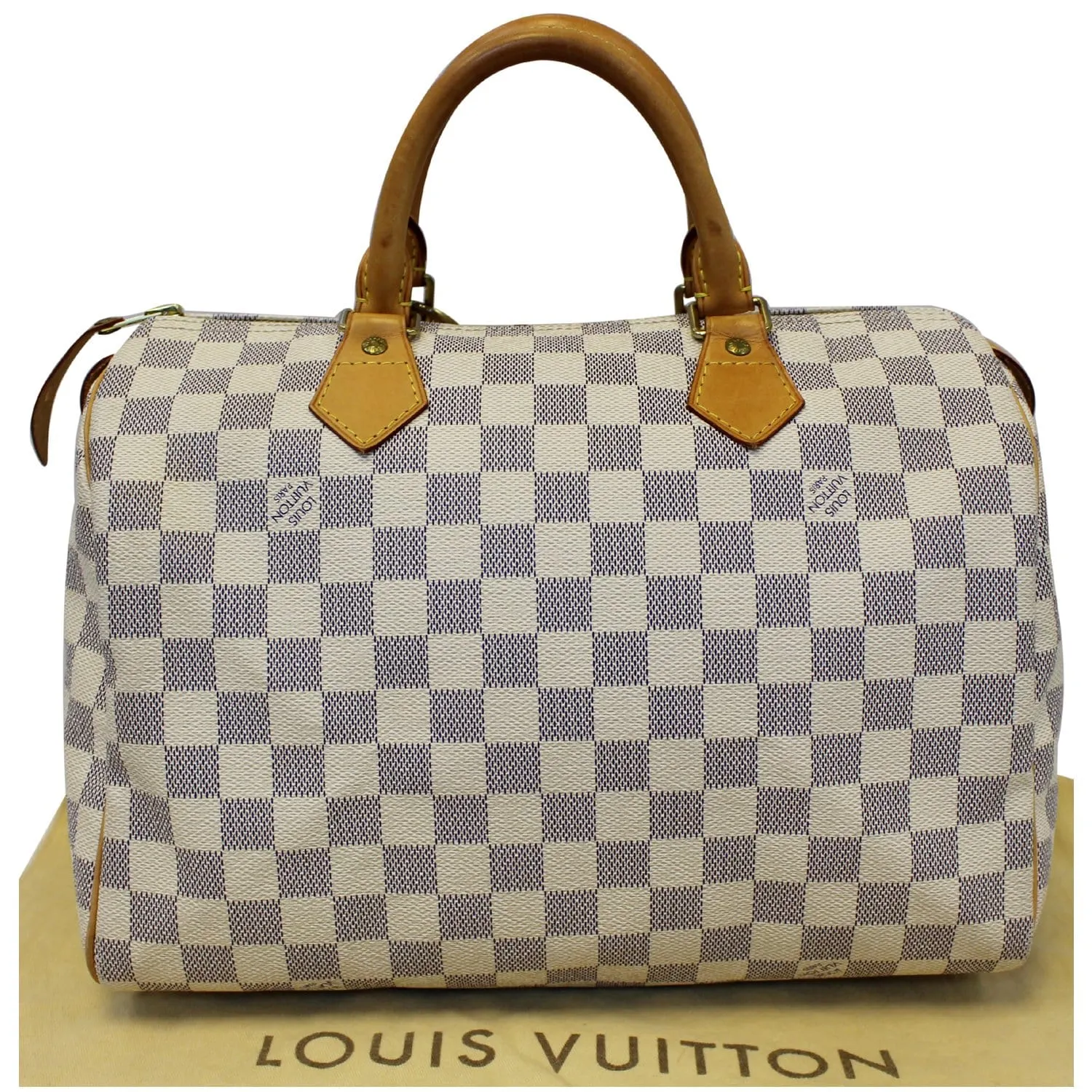 Louis Vuitton Speedy 30 Damier Azur Satchel Bag White