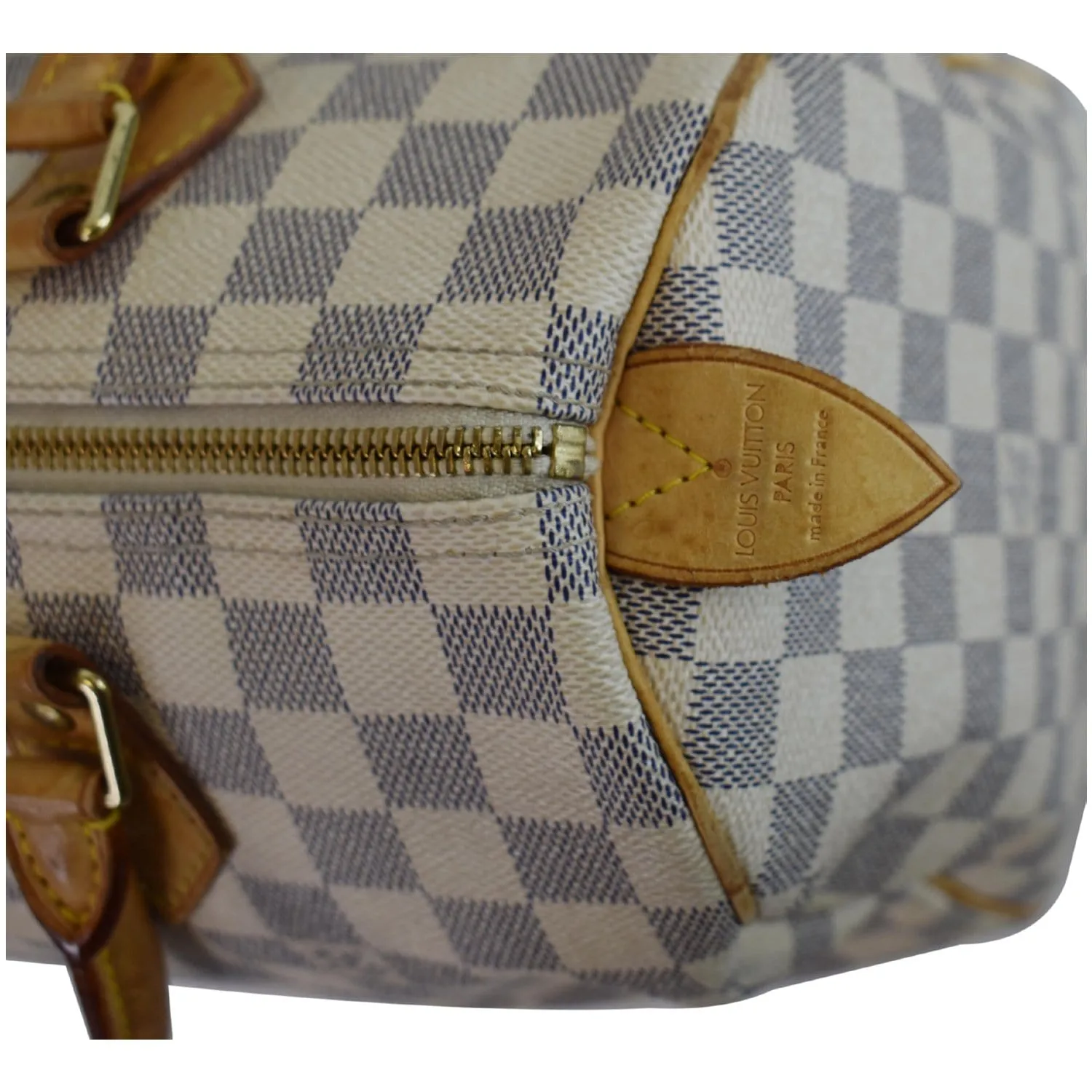 LOUIS VUITTON Speedy 30 Damier Azur Satchel Bag White