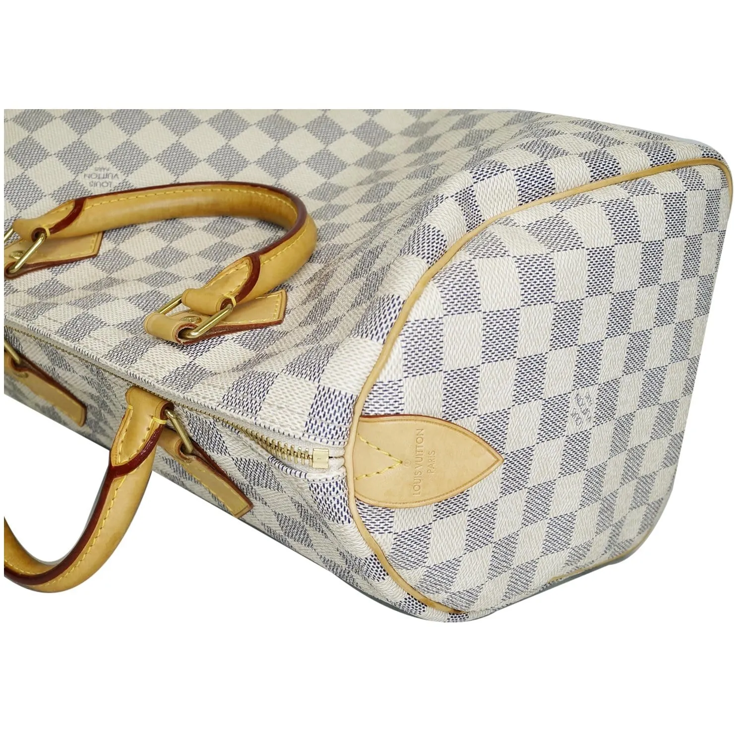 LOUIS VUITTON Speedy 30 Damier Azur Satchel Bag White