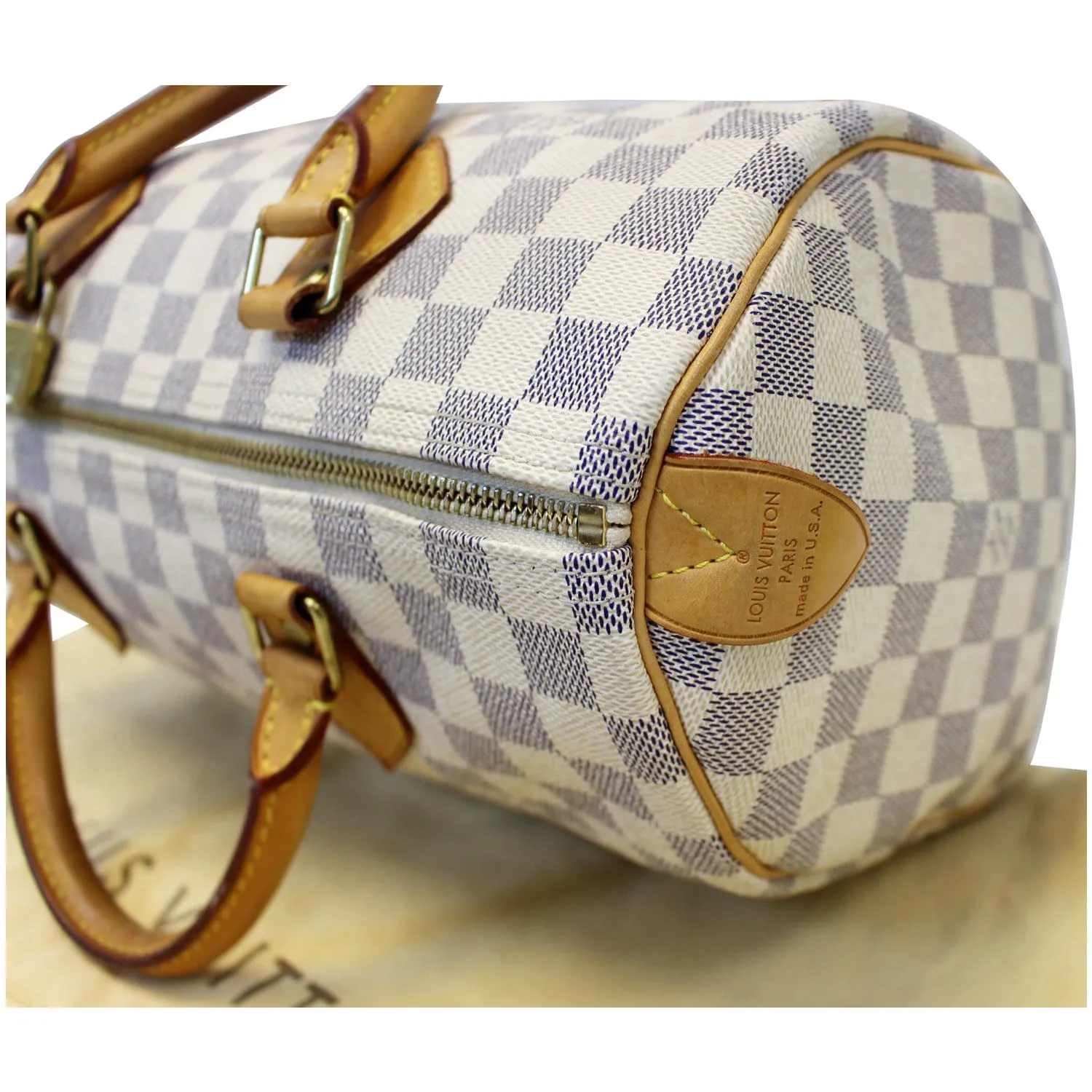 Louis Vuitton Speedy 30 Damier Azur Satchel Bag White