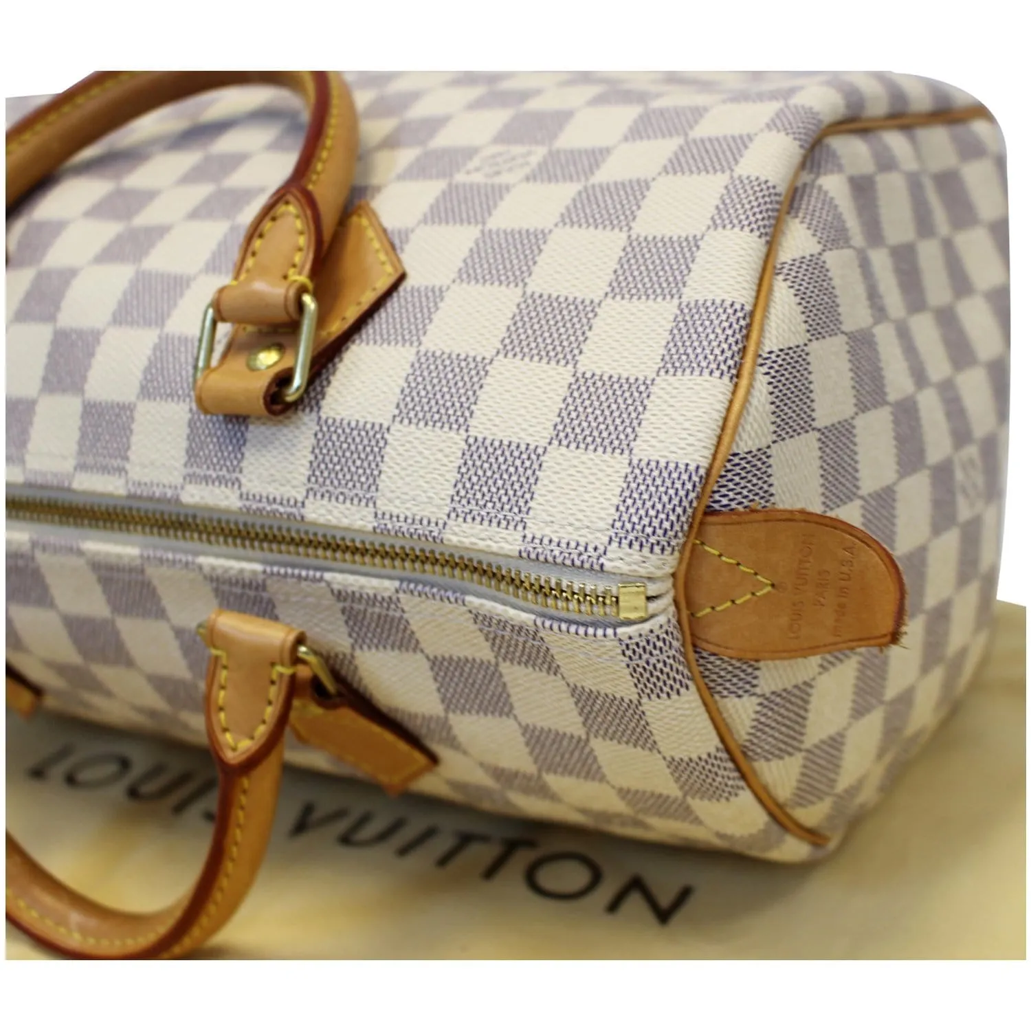 LOUIS VUITTON Speedy 30 Damier Azur Satchel Handbag White