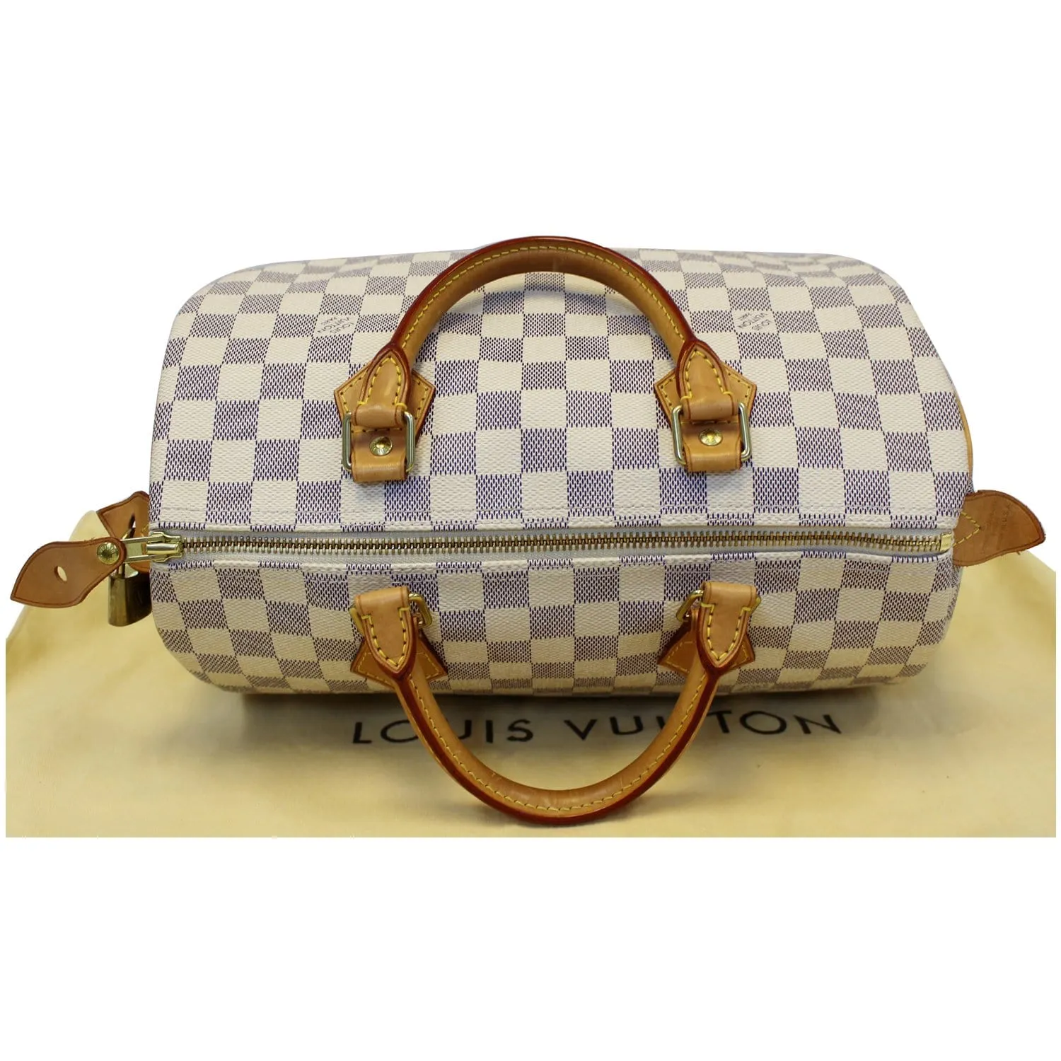 LOUIS VUITTON Speedy 30 Damier Azur Satchel Handbag White