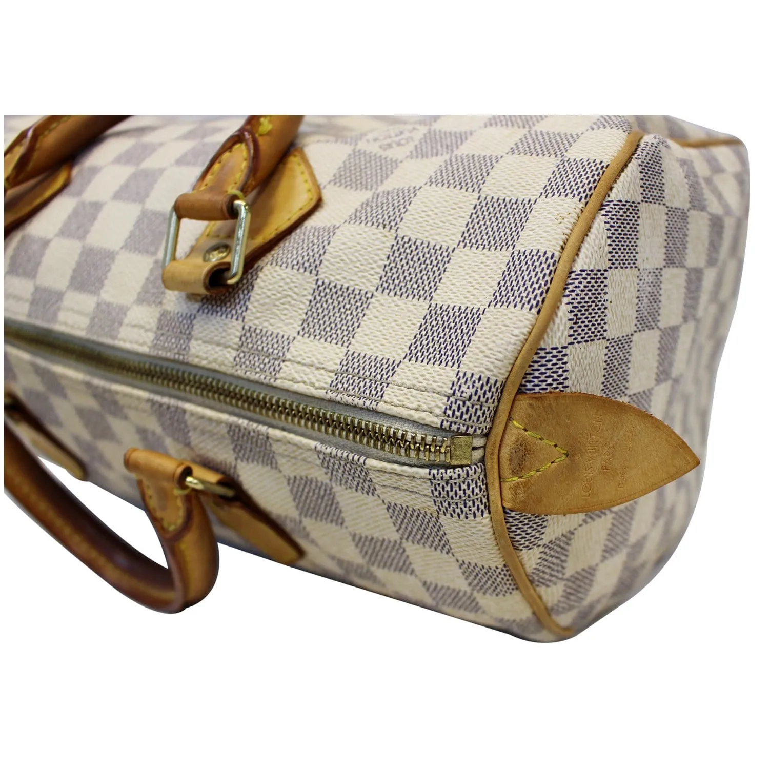 LOUIS VUITTON Speedy 30 Damier Azur Satchel Handbag White