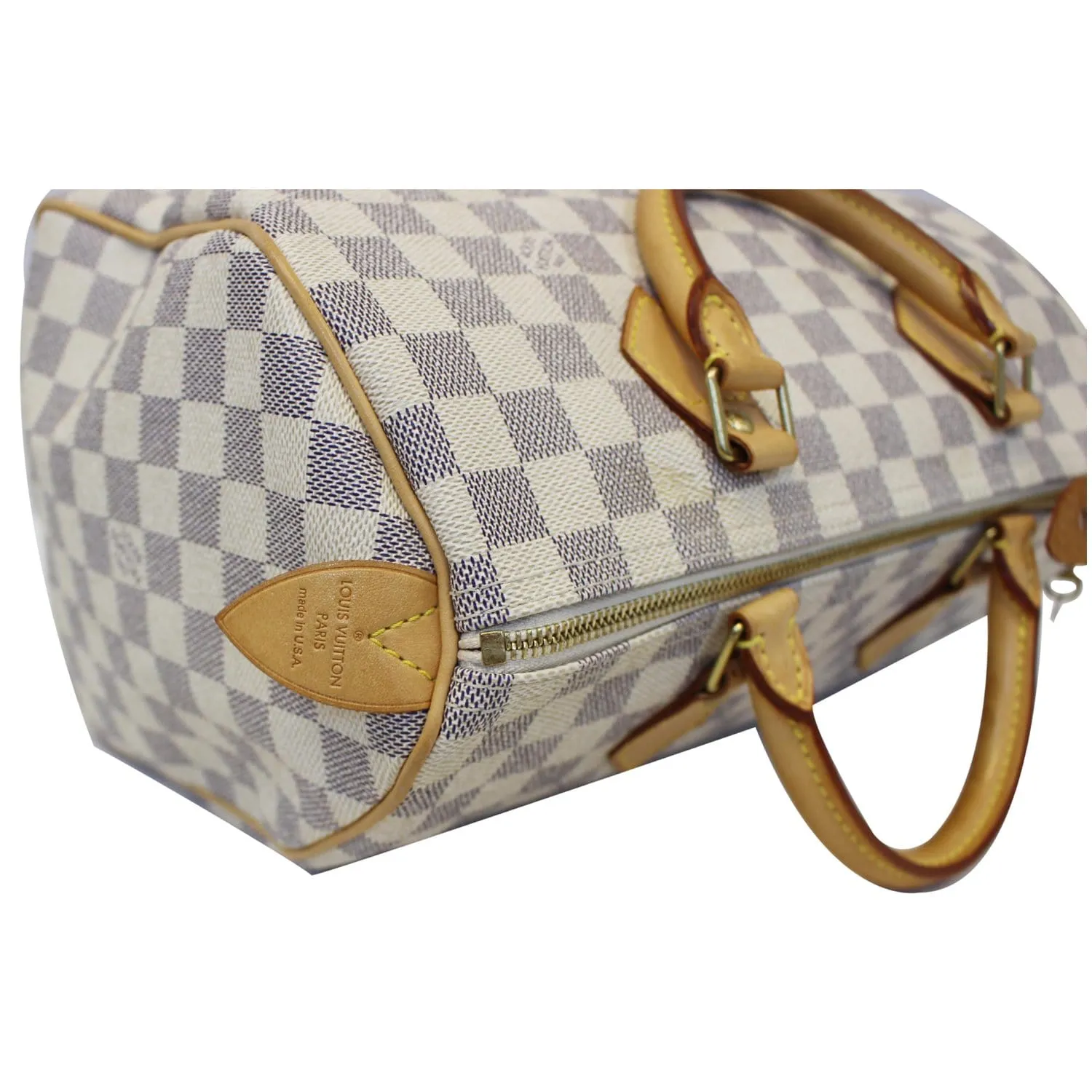 LOUIS VUITTON  Speedy 30 Damier Azur Satchel Handbag White