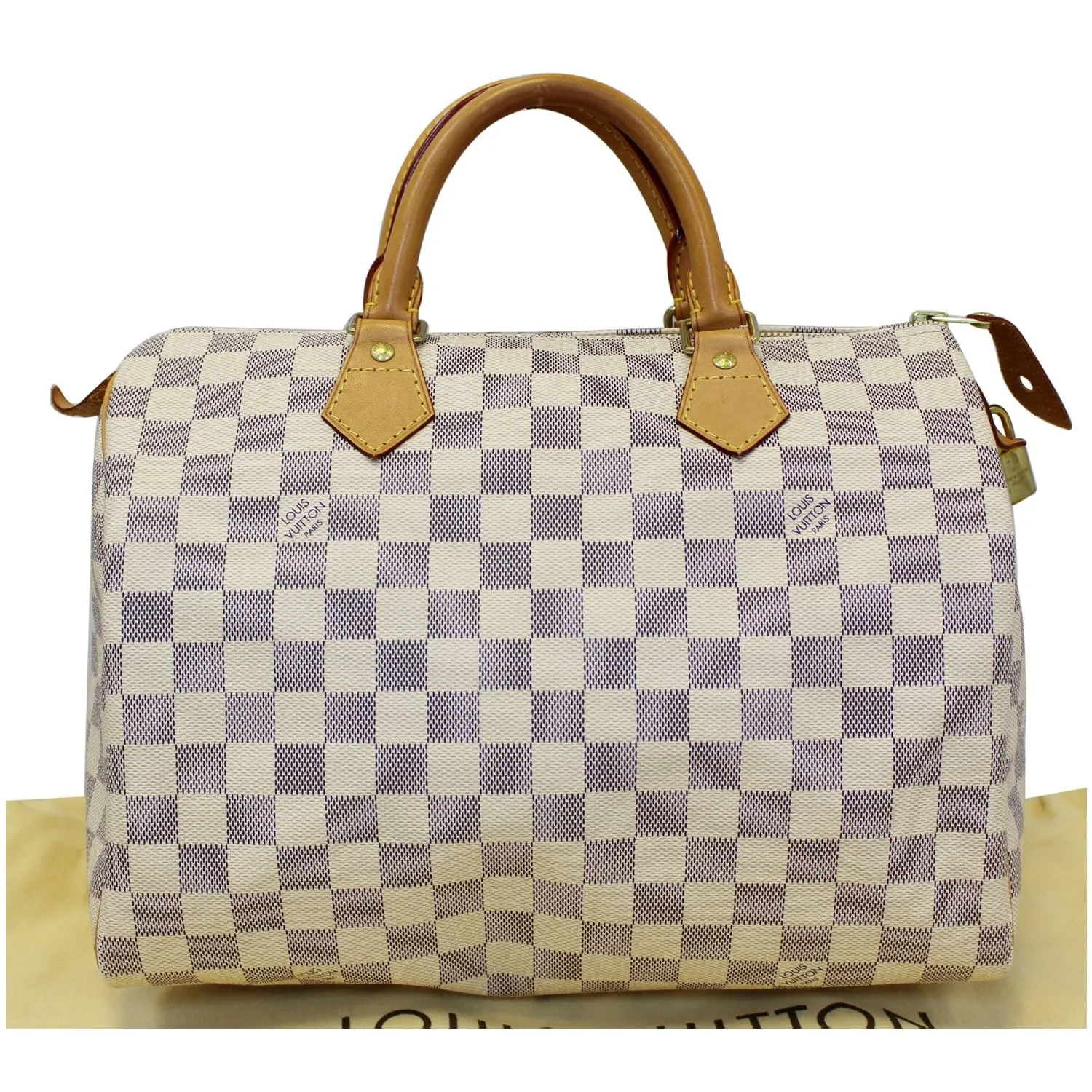 LOUIS VUITTON Speedy 30 Damier Azur Satchel Handbag White