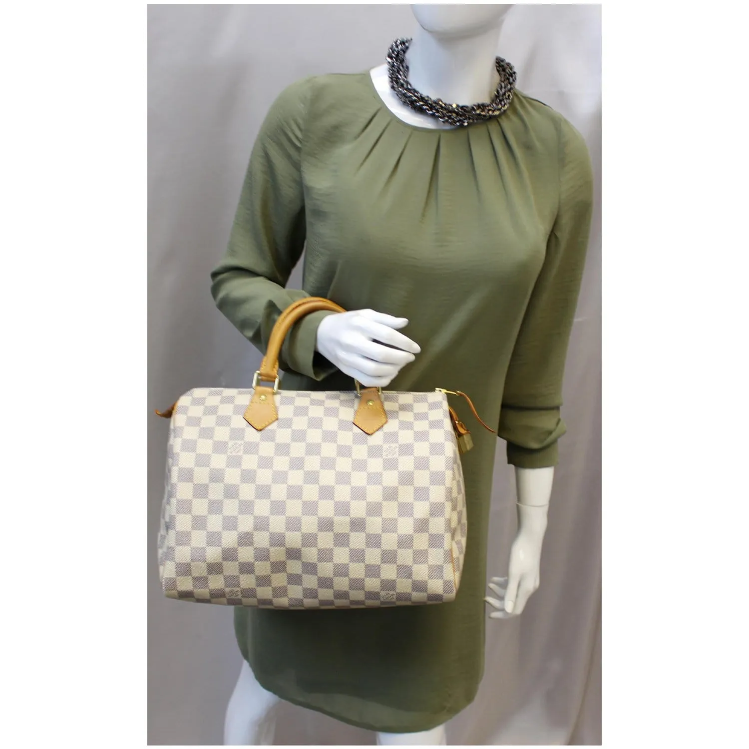 LOUIS VUITTON Speedy 30 Damier Azur Satchel Handbag White