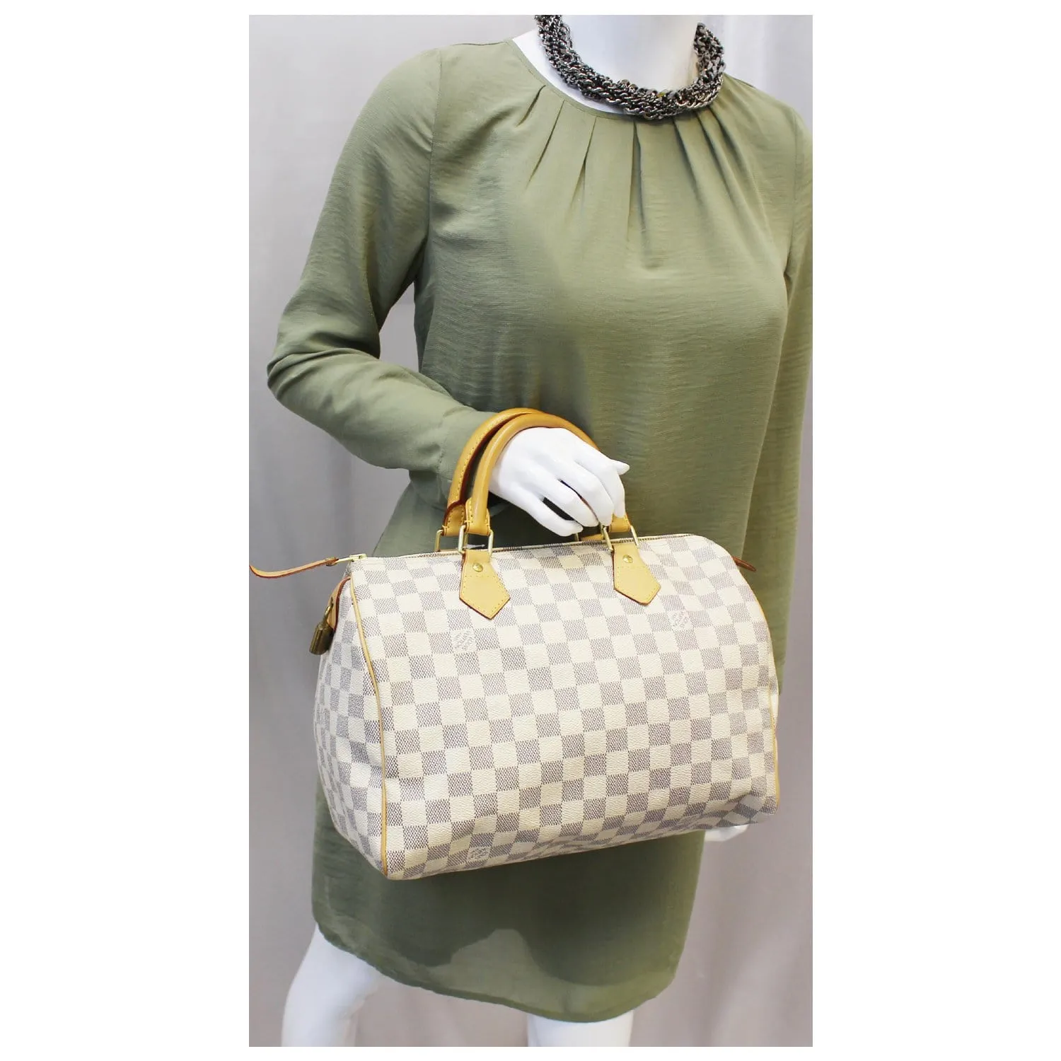 LOUIS VUITTON Speedy 30 Damier Azur Satchel Handbag