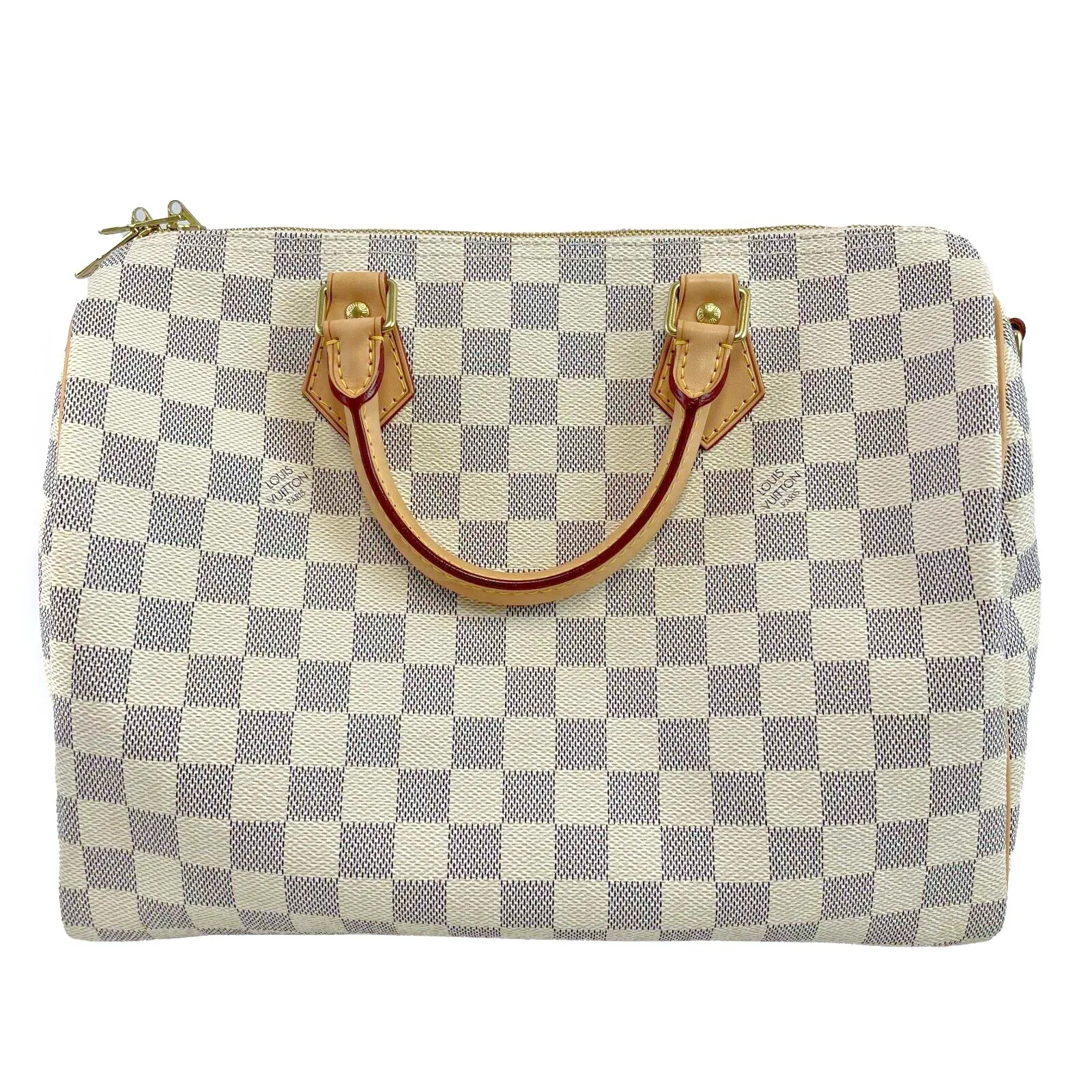 Louis Vuitton Speedy 30 Damier Azur White Handbag New w/ Box White