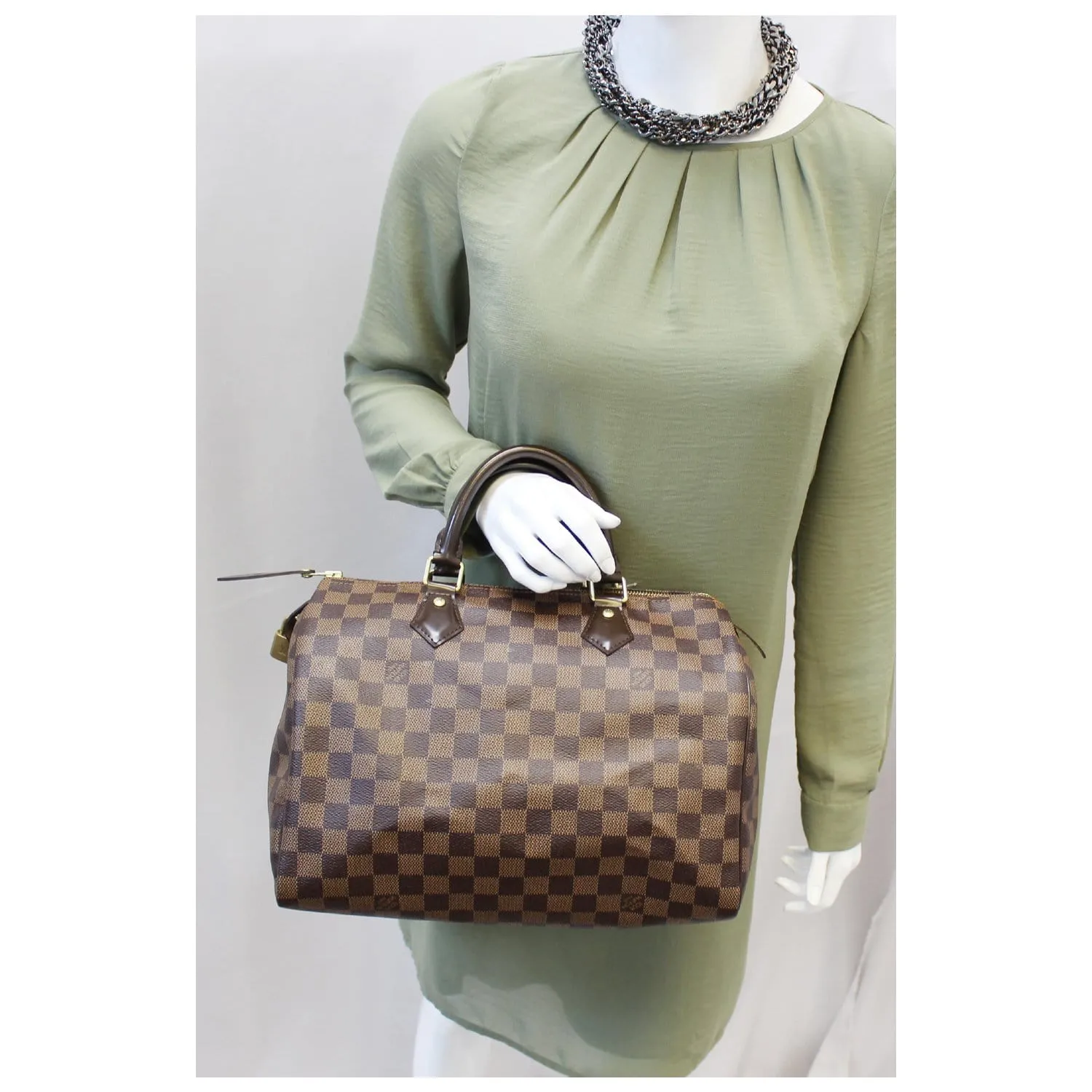 LOUIS VUITTON Speedy 30 Damier Ebene Brown Satchel Bag