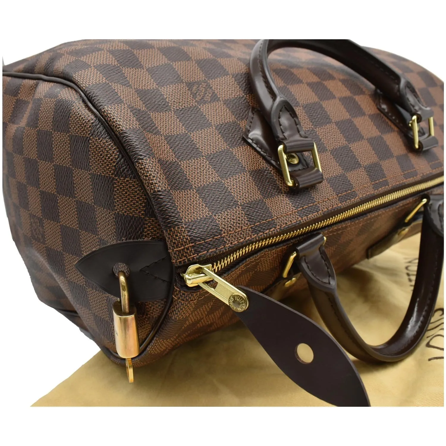 LOUIS VUITTON Speedy 30 Damier Ebene Satchel Bag Brown