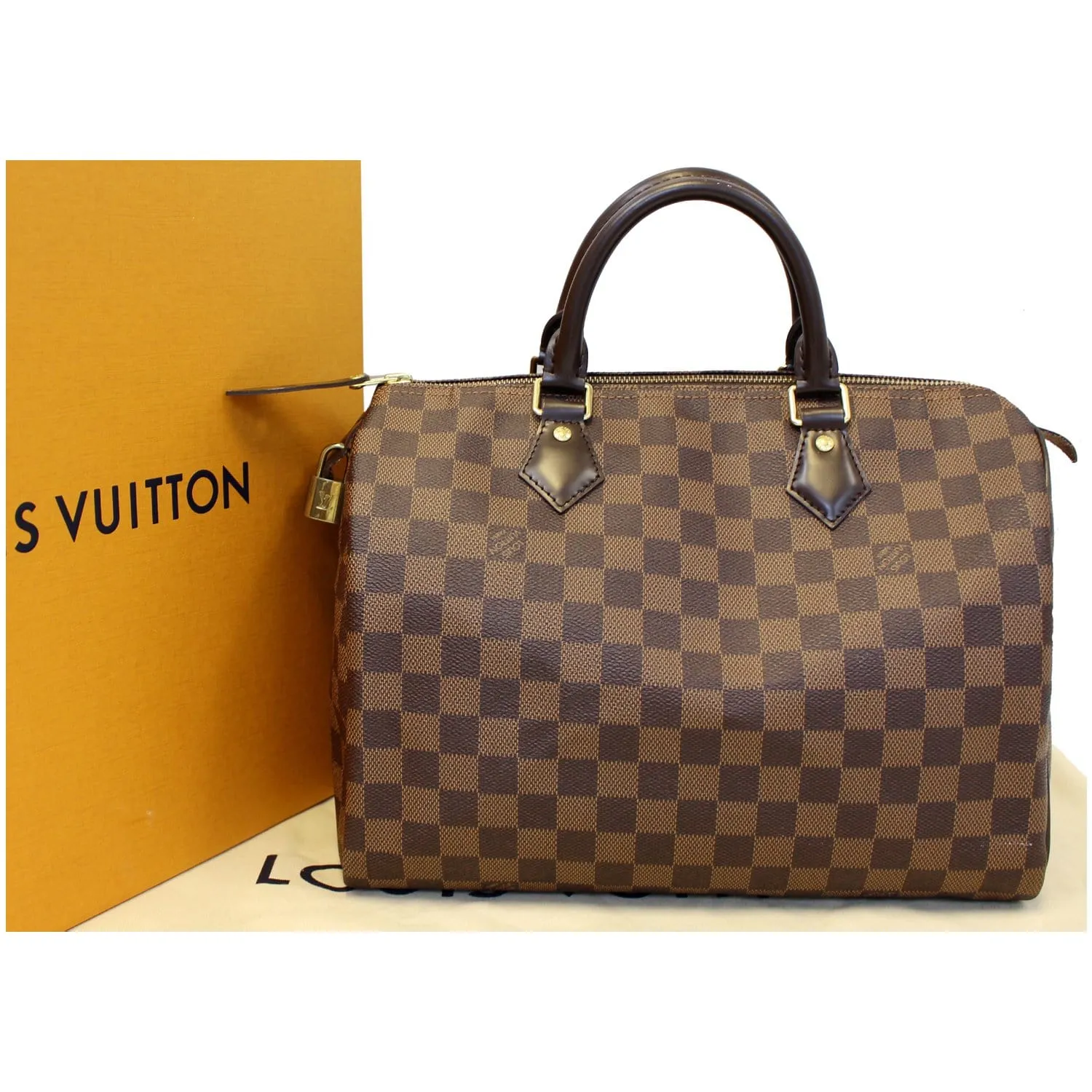 Louis Vuitton Speedy 30 Damier Ebene Satchel Bag Brown