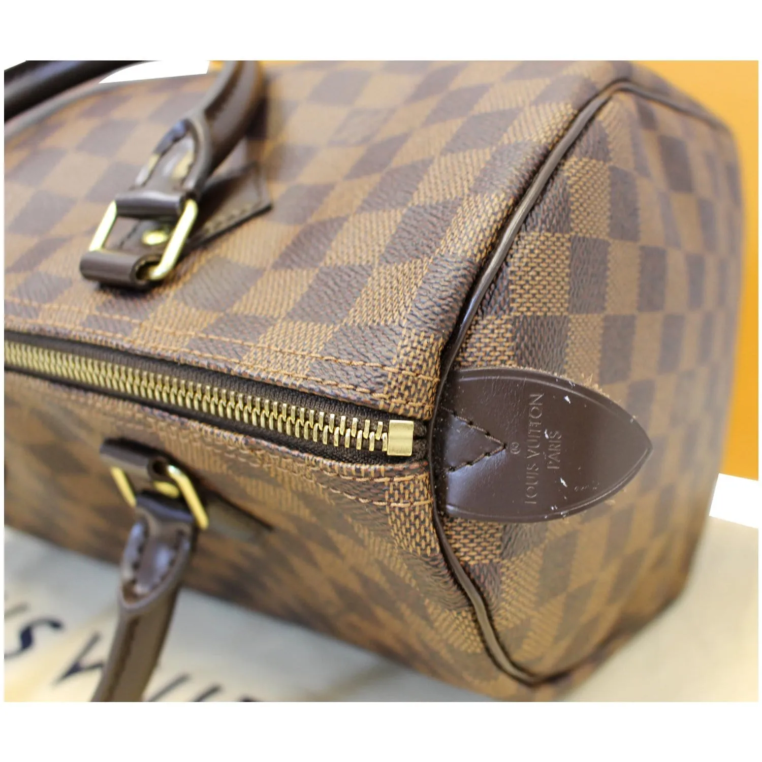 Louis Vuitton Speedy 30 Damier Ebene Satchel Bag Brown